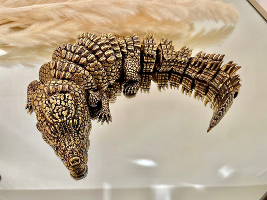 1kg Fine 3D brass figurine lifelike alligator luxurious gift desktop decoration