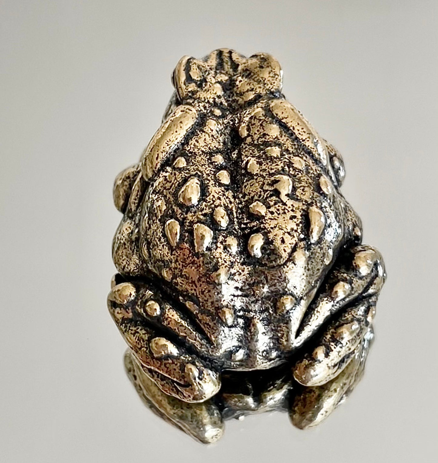 Common toad, lifelike Copper Cast, Solid brass figurine, Lost Wax Casting, Metal Artwork, Creative gift, Paperweight, Desktop ornament