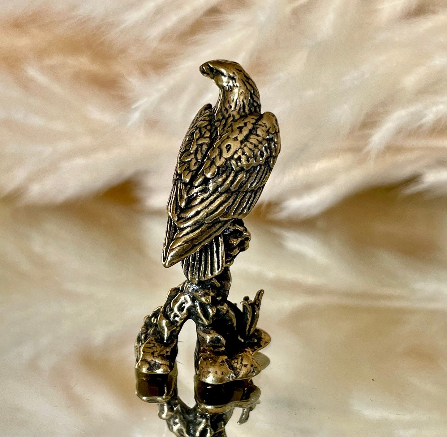 Fine workmanship, Small precise detailed, Tamed Falcon, Solid brass figurine, Lost Wax Casting, Metal Artwork, Creative gift