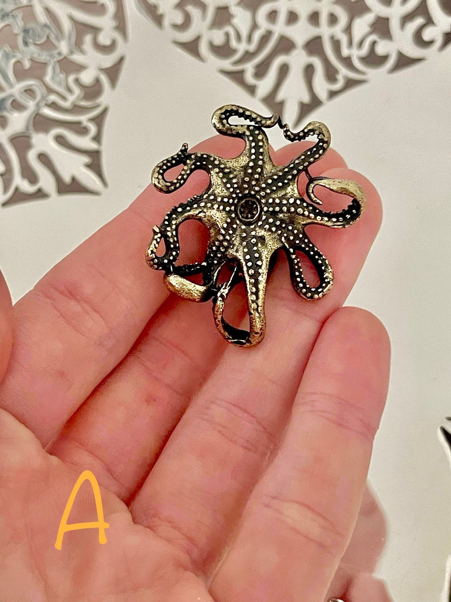 Solid Brass Octopus, calamari Miniature Figurine, Sea animals ornament, Home Decor, Collectible miniature, sea lover Gift, UK Seller