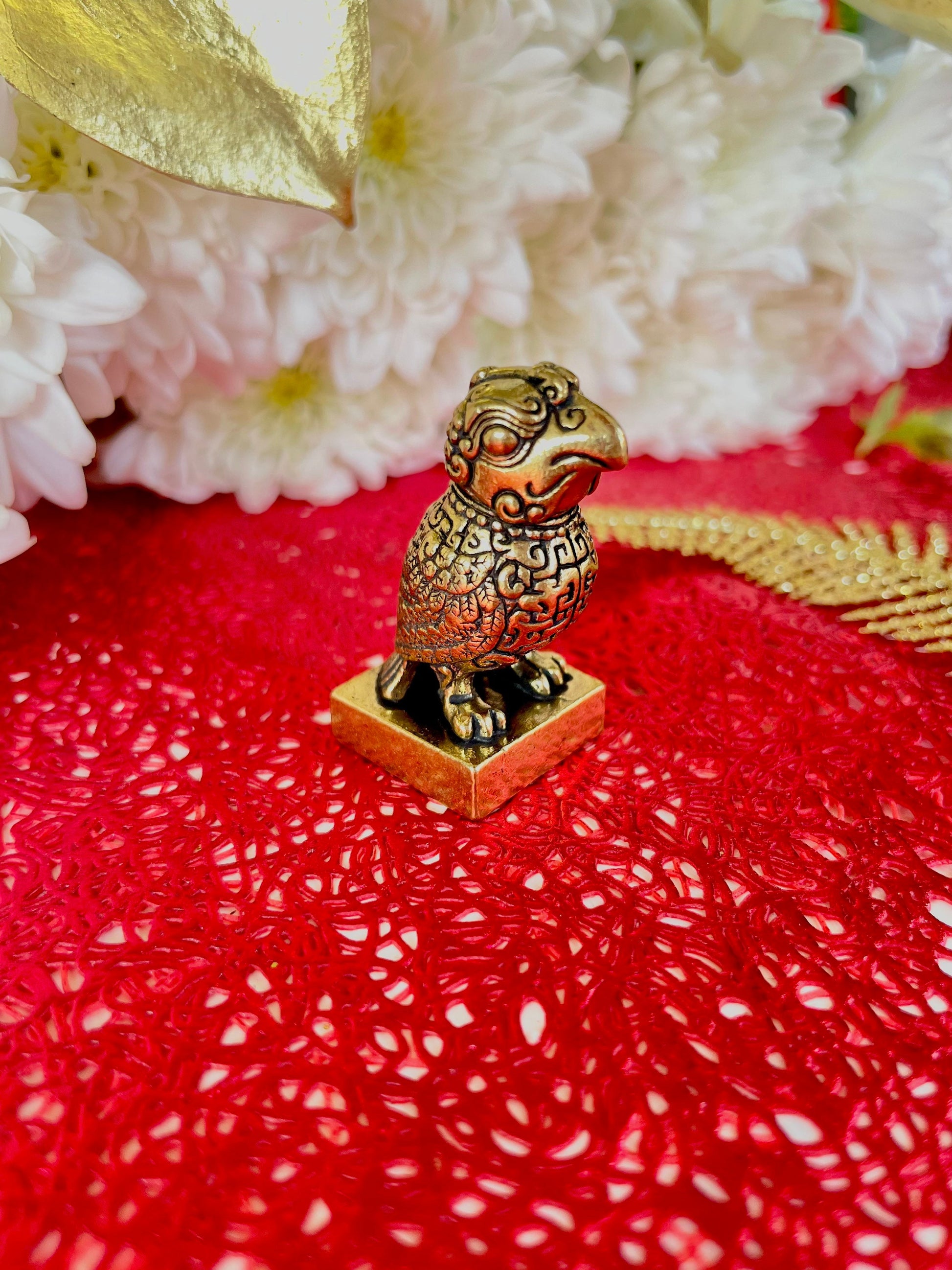 The Fortune-Bringing Bird, solid brass bird figurine, good luck charm, unique style bird ornament, cool style figurine