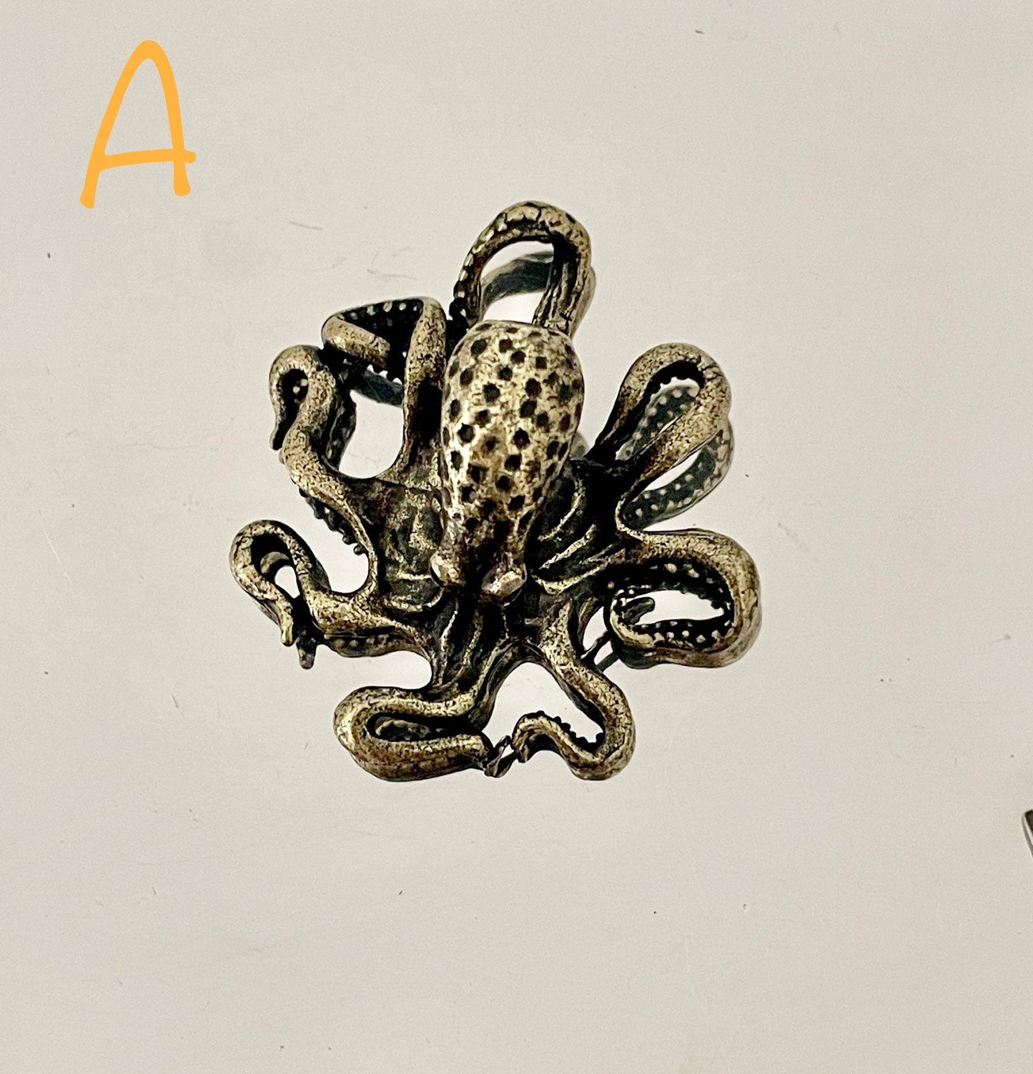 Solid Brass Octopus, calamari Miniature Figurine, Sea animals ornament, Home Decor, Collectible miniature, sea lover Gift, UK Seller
