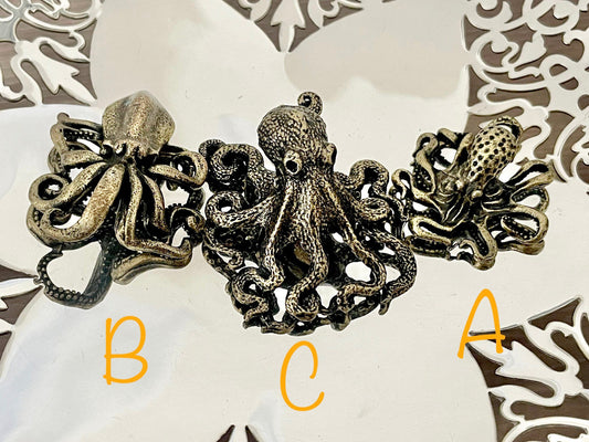 Solid Brass Octopus, calamari Miniature Figurine, Sea animals ornament, Home Decor, Collectible miniature, sea lover Gift, UK Seller