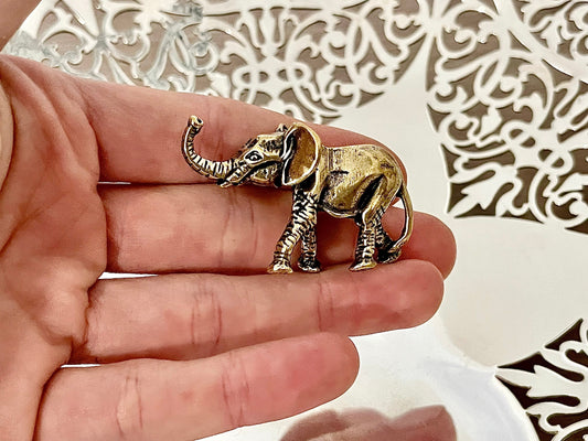 Adorable Solid Brass Baby Elephant Figurine - Cute Home Decor Accent