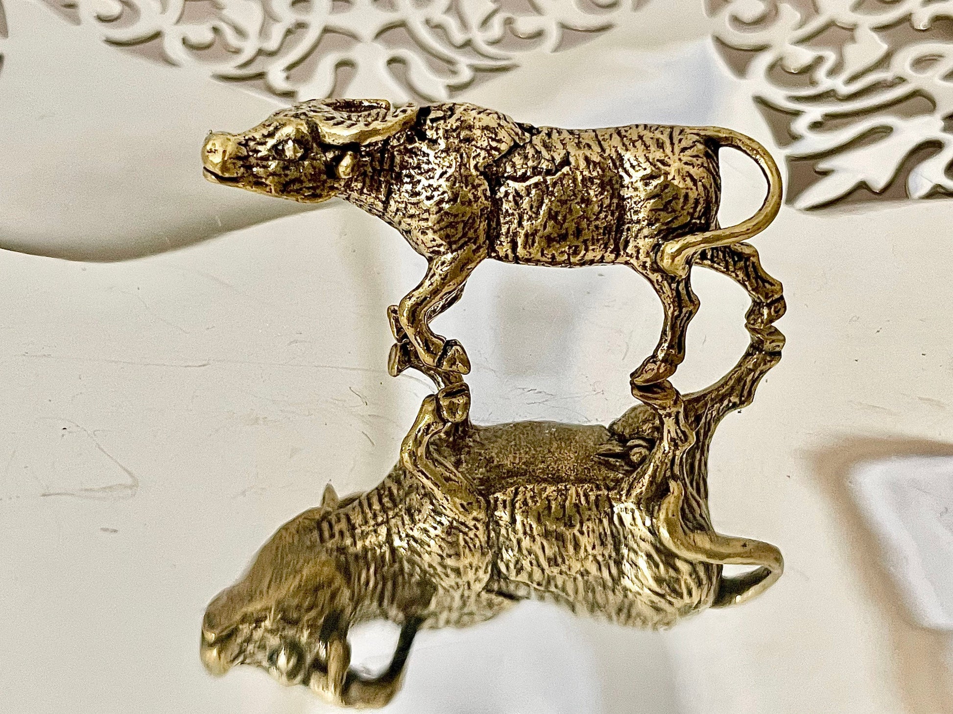 Spanish bull sculpture, Brass ox figurine, Solid Brass Bull Statues, cow Sculpture, Ornaments Ox Cow Figure Statue