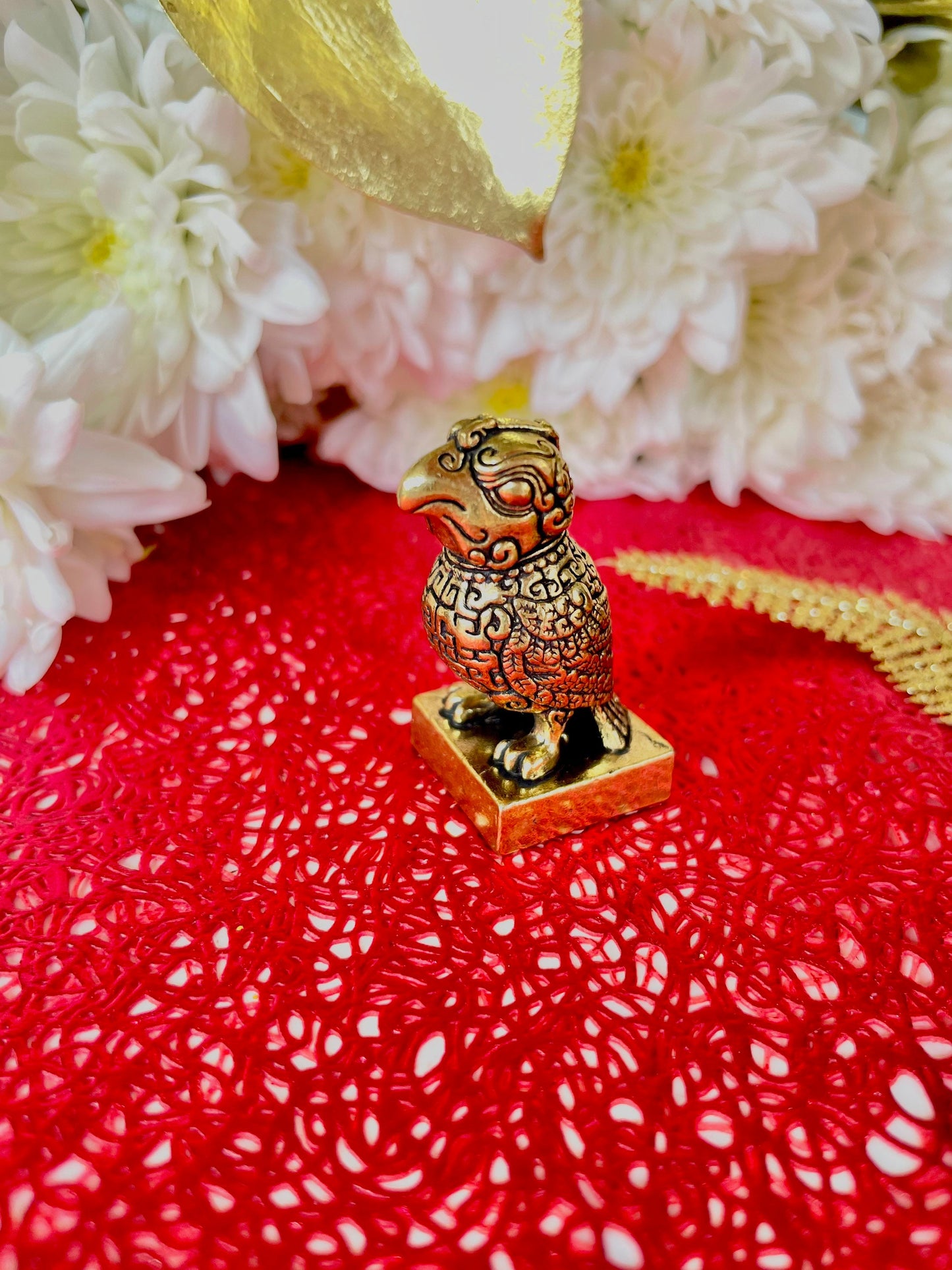 The Fortune-Bringing Bird, solid brass bird figurine, good luck charm, unique style bird ornament, cool style figurine