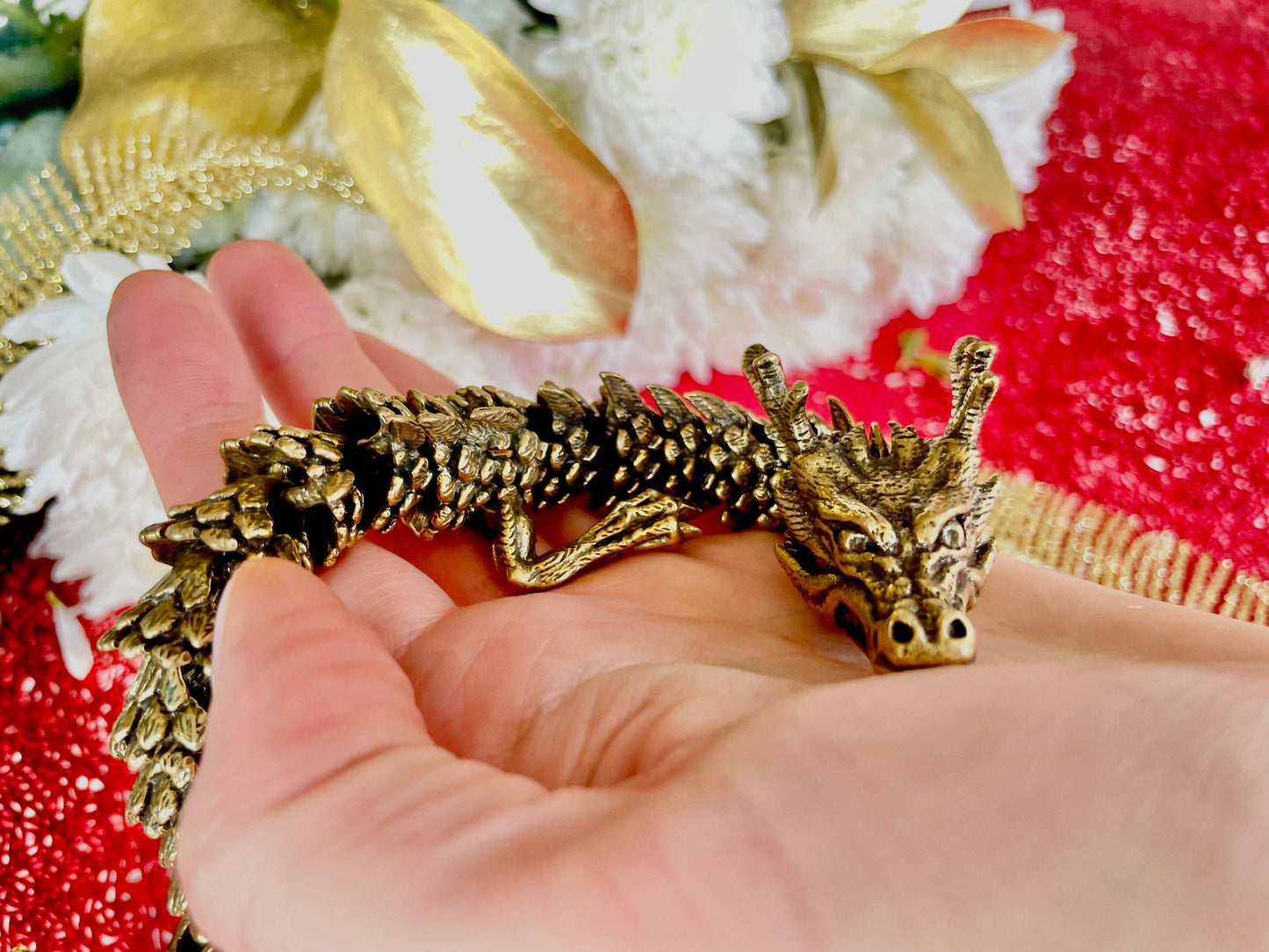 Brass Copper Dragon Statue, Chinese style Figurine, Creative dragon Miniature, Home Decor, Office decoration, Fairy Garden Miniature