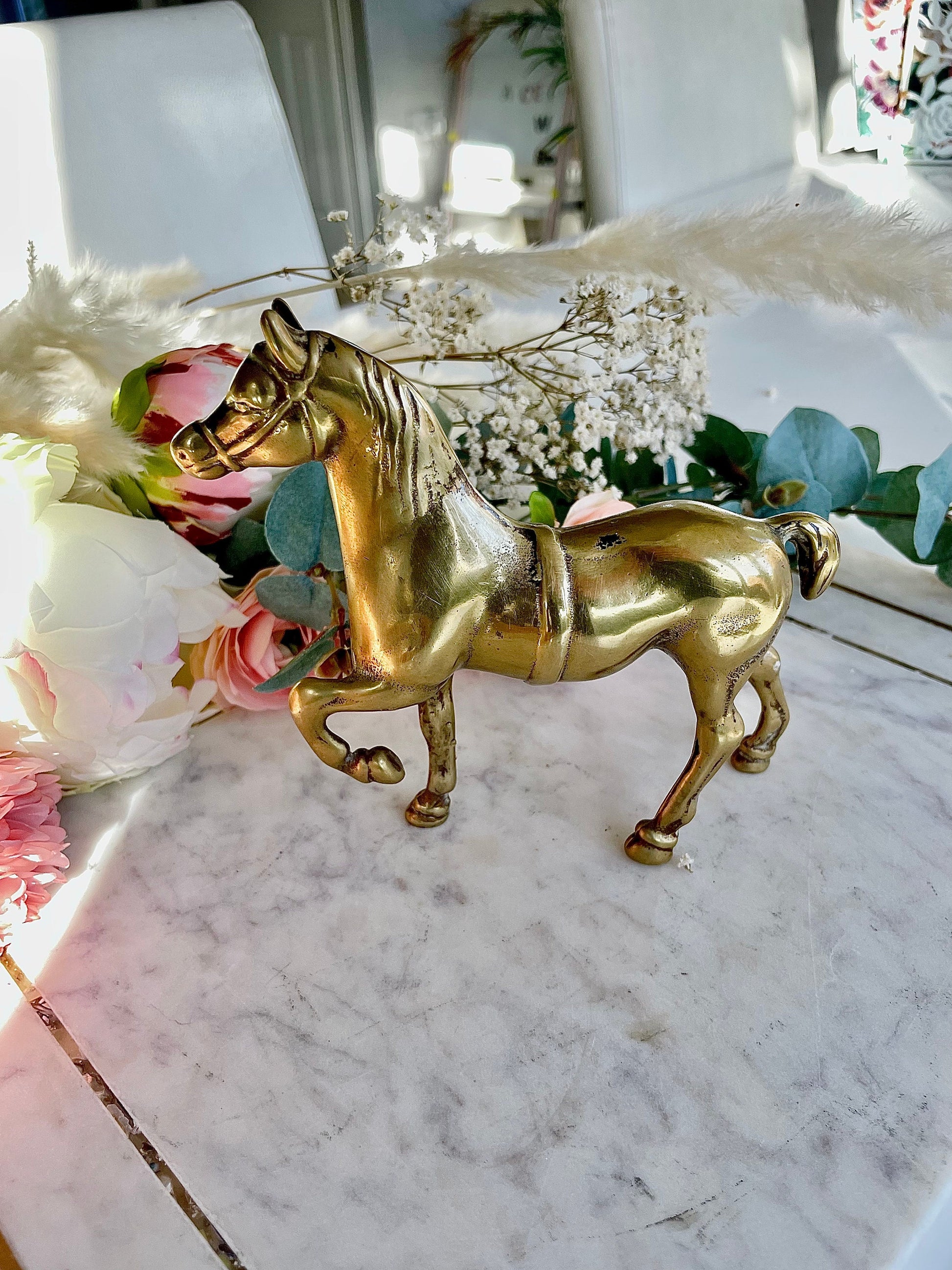 Vintage Brass Horse Figurine, Equestrian Decor, Equestrian Gifts, Horse Decor, Prancing Horse Figurine, Brass Collectibles, Brass Decor