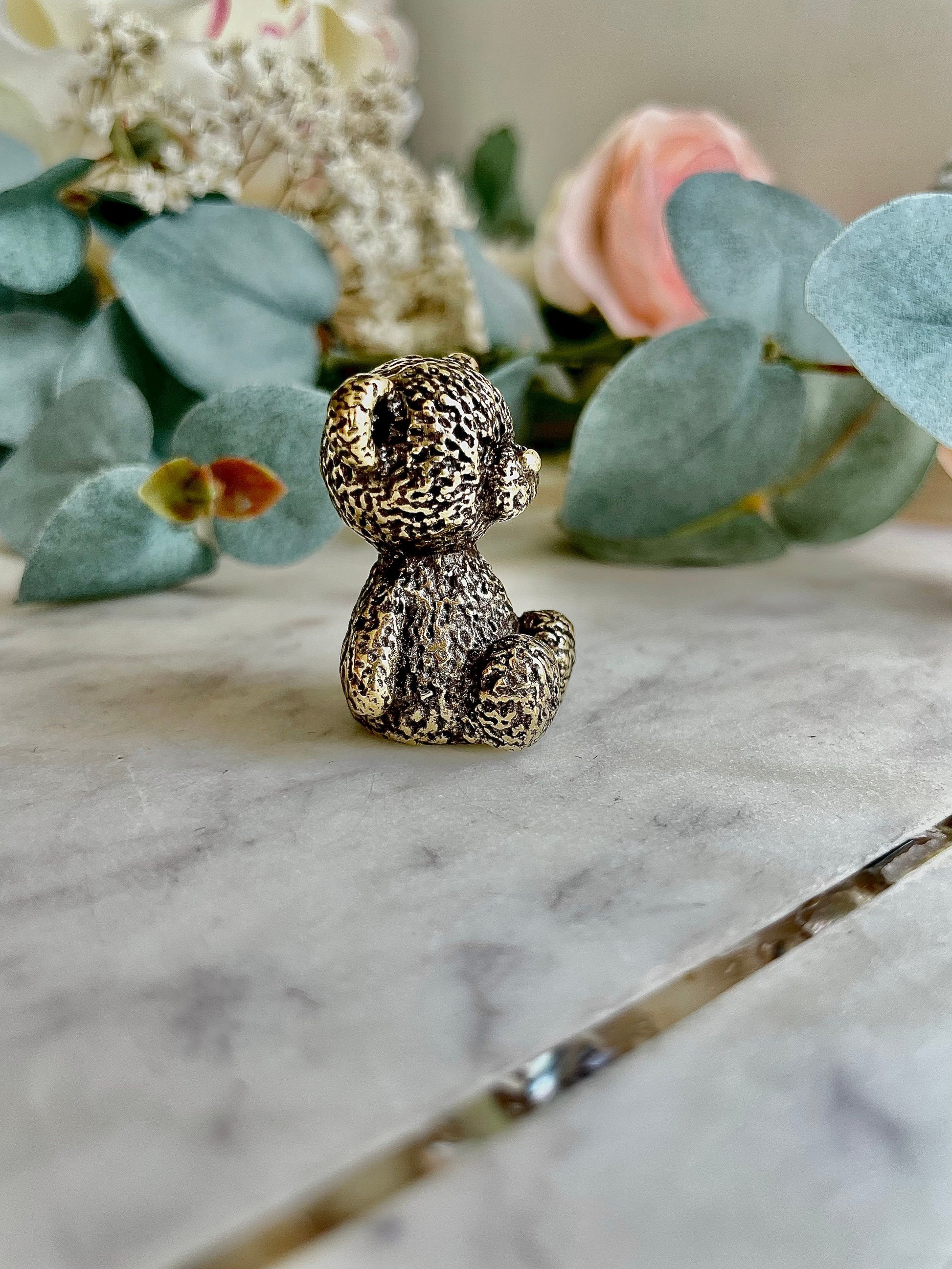 Traditional style solid brass Miniature Teddy Bear, Metal Collectible toy, Nice teddy bear
