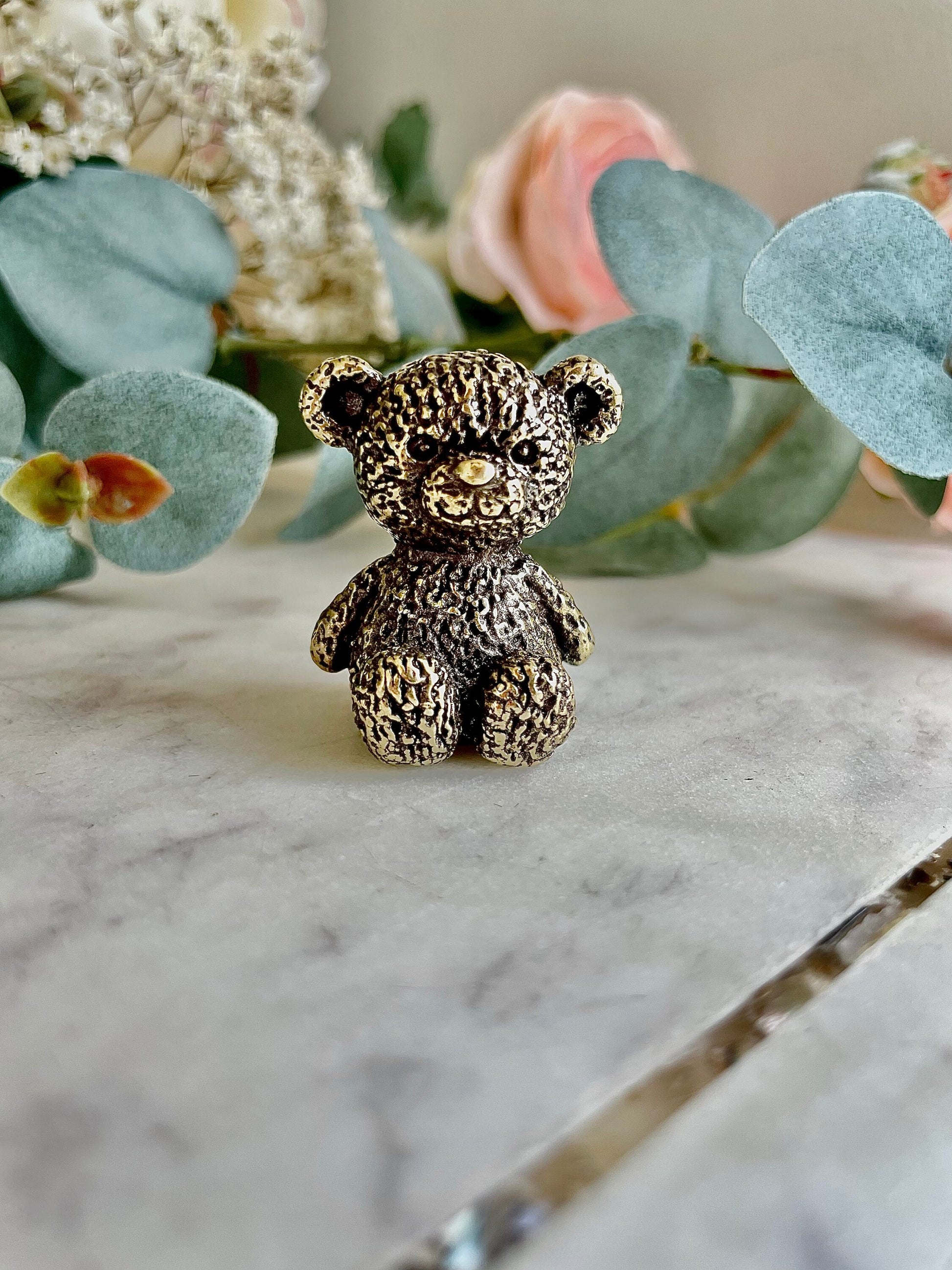 Traditional style solid brass Miniature Teddy Bear, Metal Collectible toy, Nice teddy bear