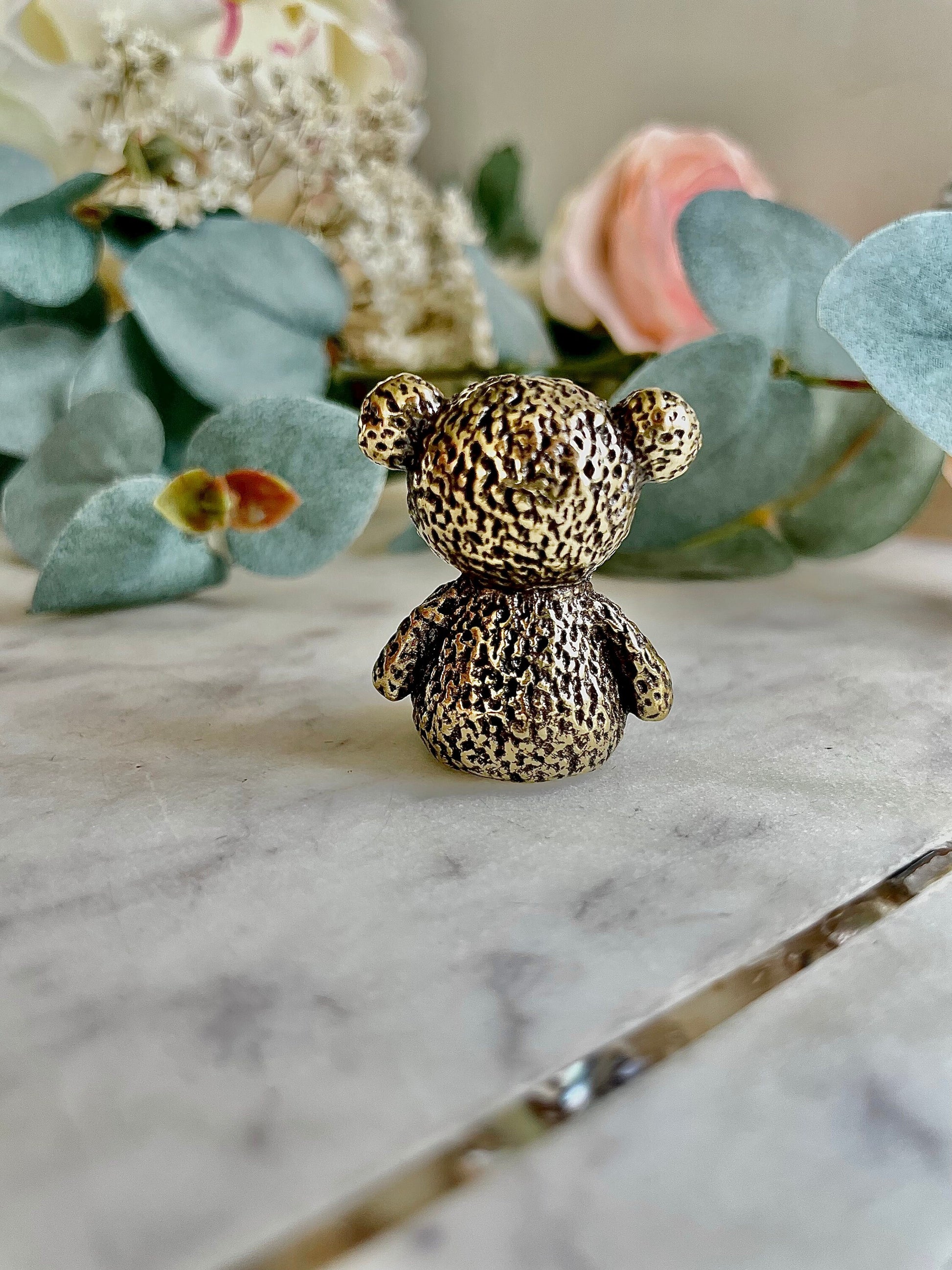Traditional style solid brass Miniature Teddy Bear, Metal Collectible toy, Nice teddy bear