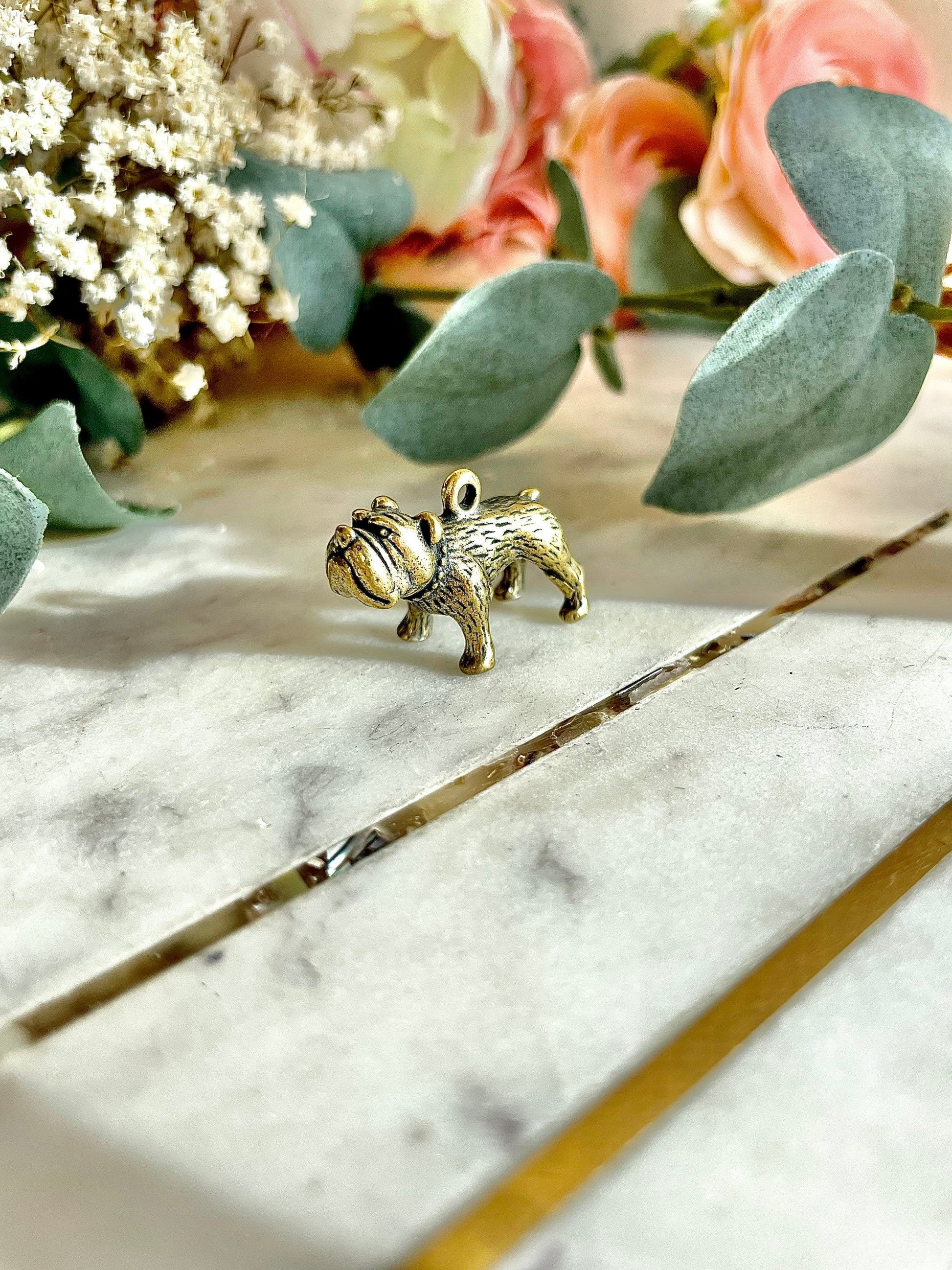 Solid brass Grumpy British Bulldog Figurine, Metal bulldog Statuette, Bull Dog Miniatures, English bulldog pendant keychain