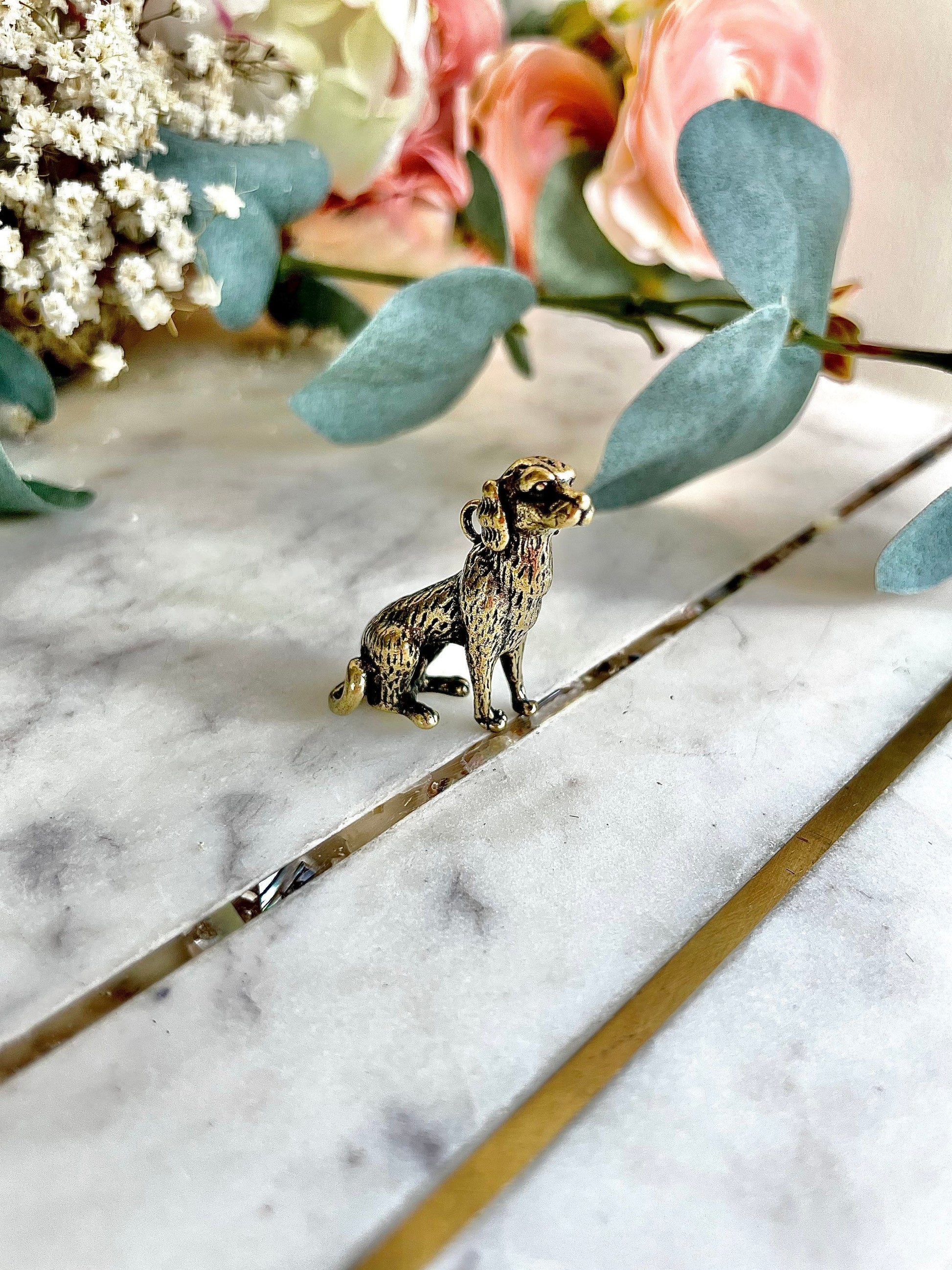 English Spaniel figurine, Spaniel brass pendant, dog keychain, English Springer Spaniel, cute dog, beautiful gift
