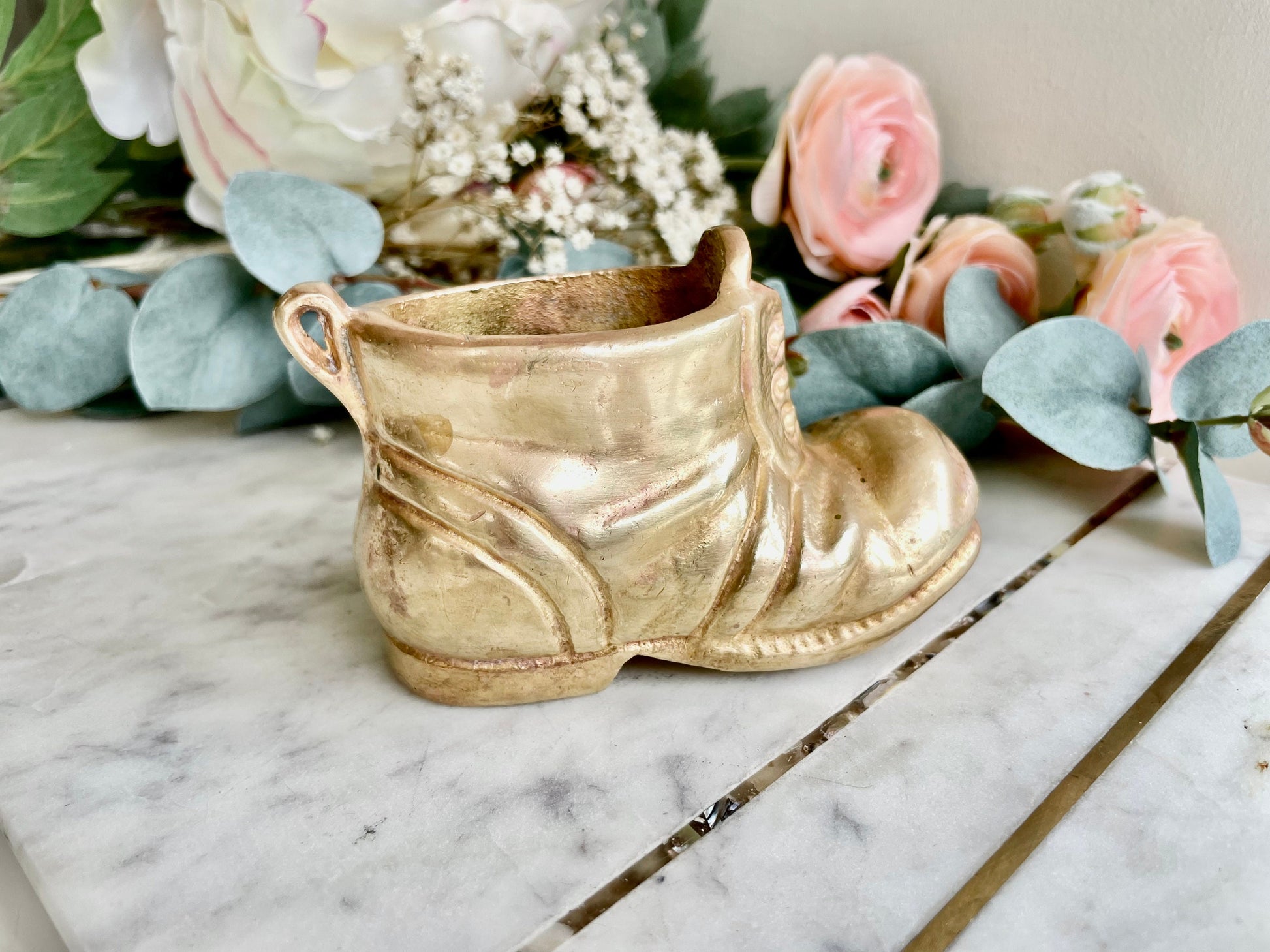 Vintage Chunky Solid brass boot, Nice collectable item, Very heavy Shoe, Boot sculpture