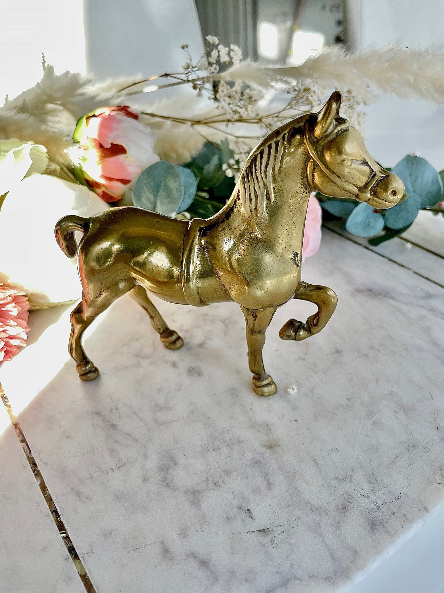 Vintage Brass Horse Figurine, Equestrian Decor, Equestrian Gifts, Horse Decor, Prancing Horse Figurine, Brass Collectibles, Brass Decor