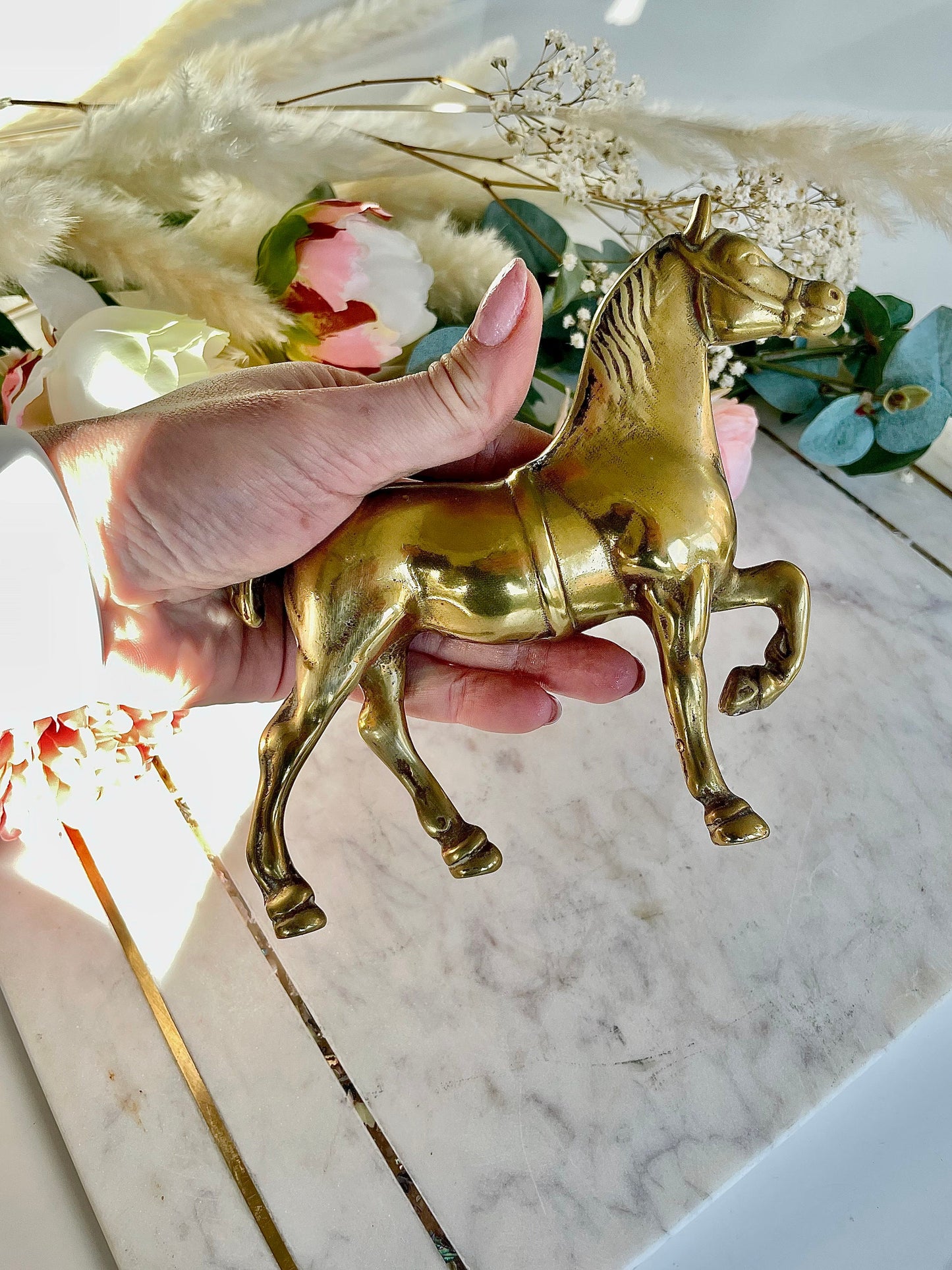 Vintage Brass Horse Figurine, Equestrian Decor, Equestrian Gifts, Horse Decor, Prancing Horse Figurine, Brass Collectibles, Brass Decor
