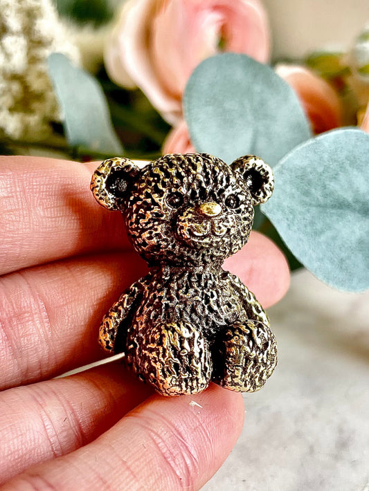 Traditional style solid brass Miniature Teddy Bear, Metal Collectible toy, Nice teddy bear