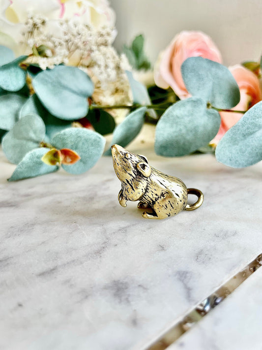 Solid Brass rat Figurine, Wild Little Mouse ornament, metal art, Fine Workmanship, Home Decor & Display, Mouse pendant, mouse keychain