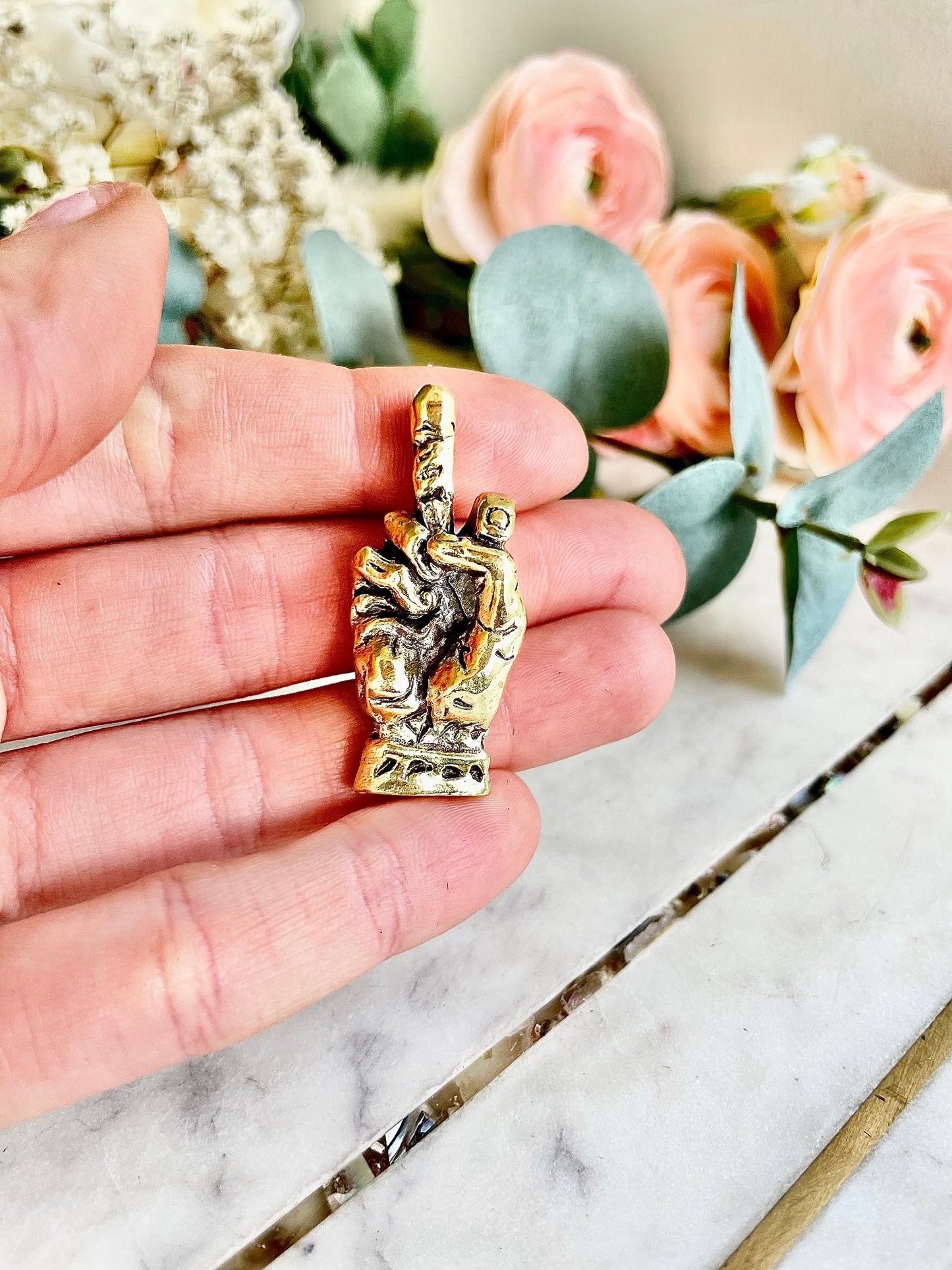 The middle finger solid brass figurine, golden Hand With Middle Finger Up Style Statue, Brass Hand Miniature, Brave and Calling gift