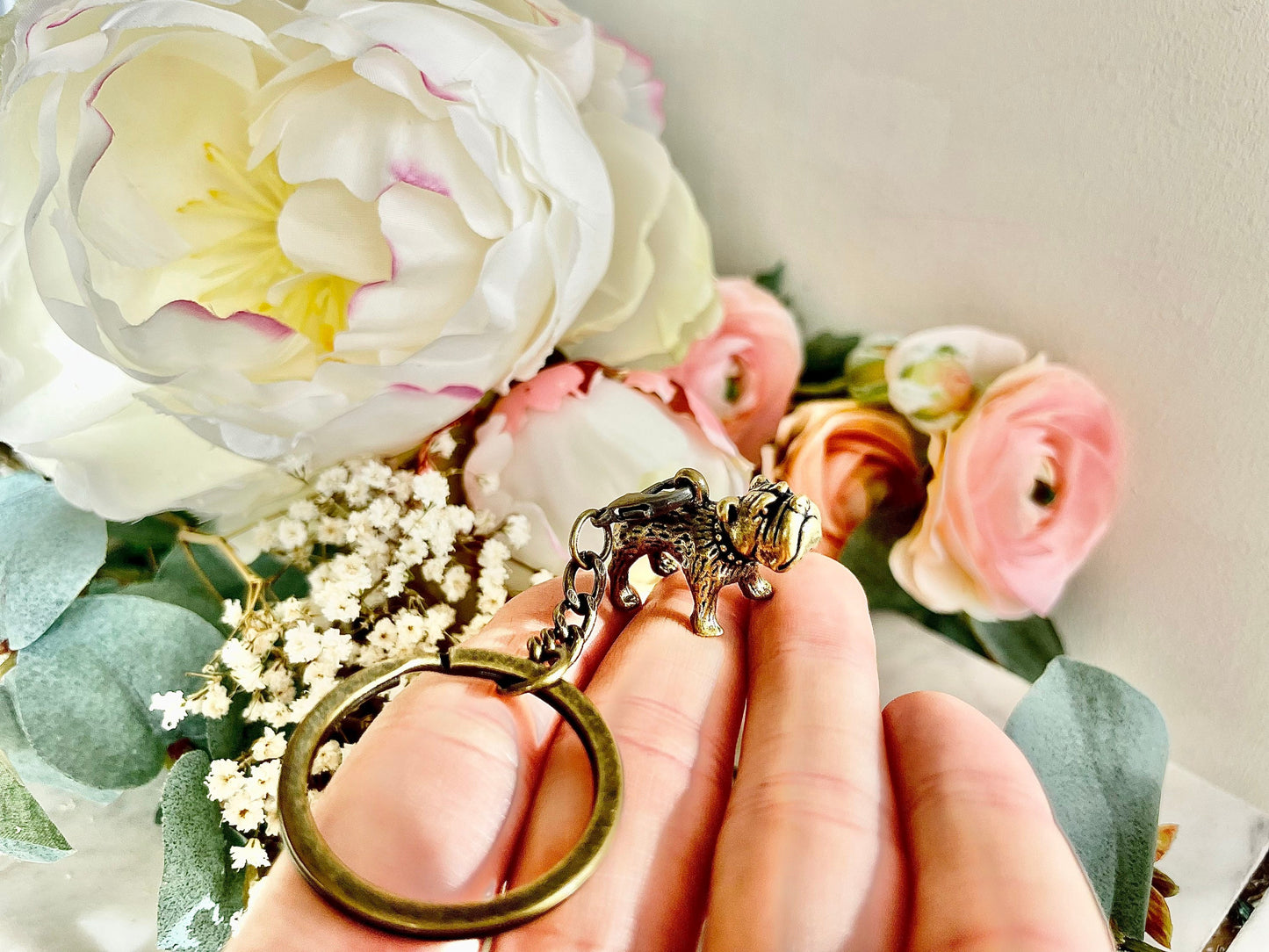 Solid brass Grumpy British Bulldog Figurine, Metal bulldog Statuette, Bull Dog Miniatures, English bulldog pendant keychain