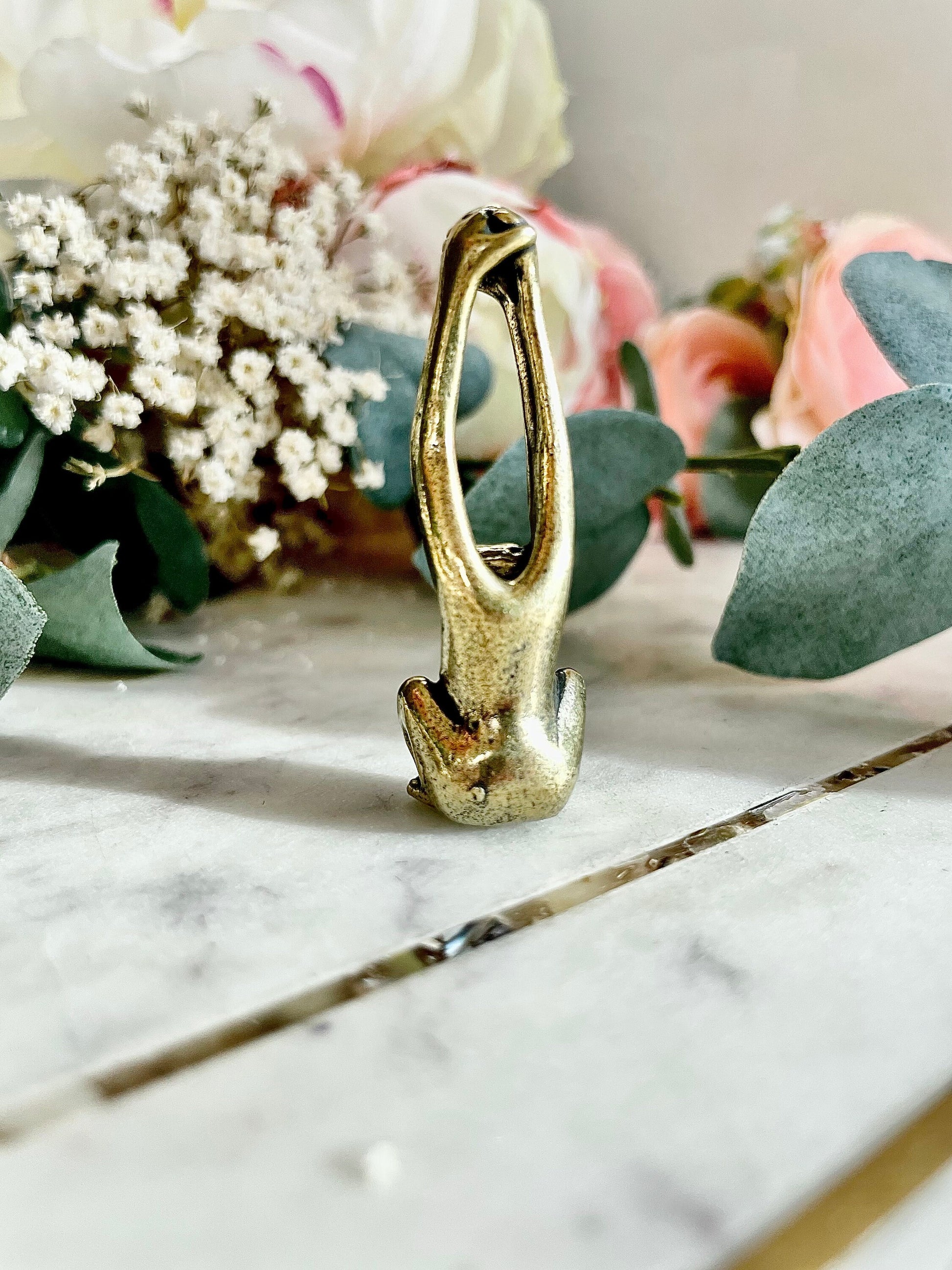 Solid Brass funny monkey figurine ,animal figurine pendant, Cute Gibbon Monkey with Arms Stretched Up Hand