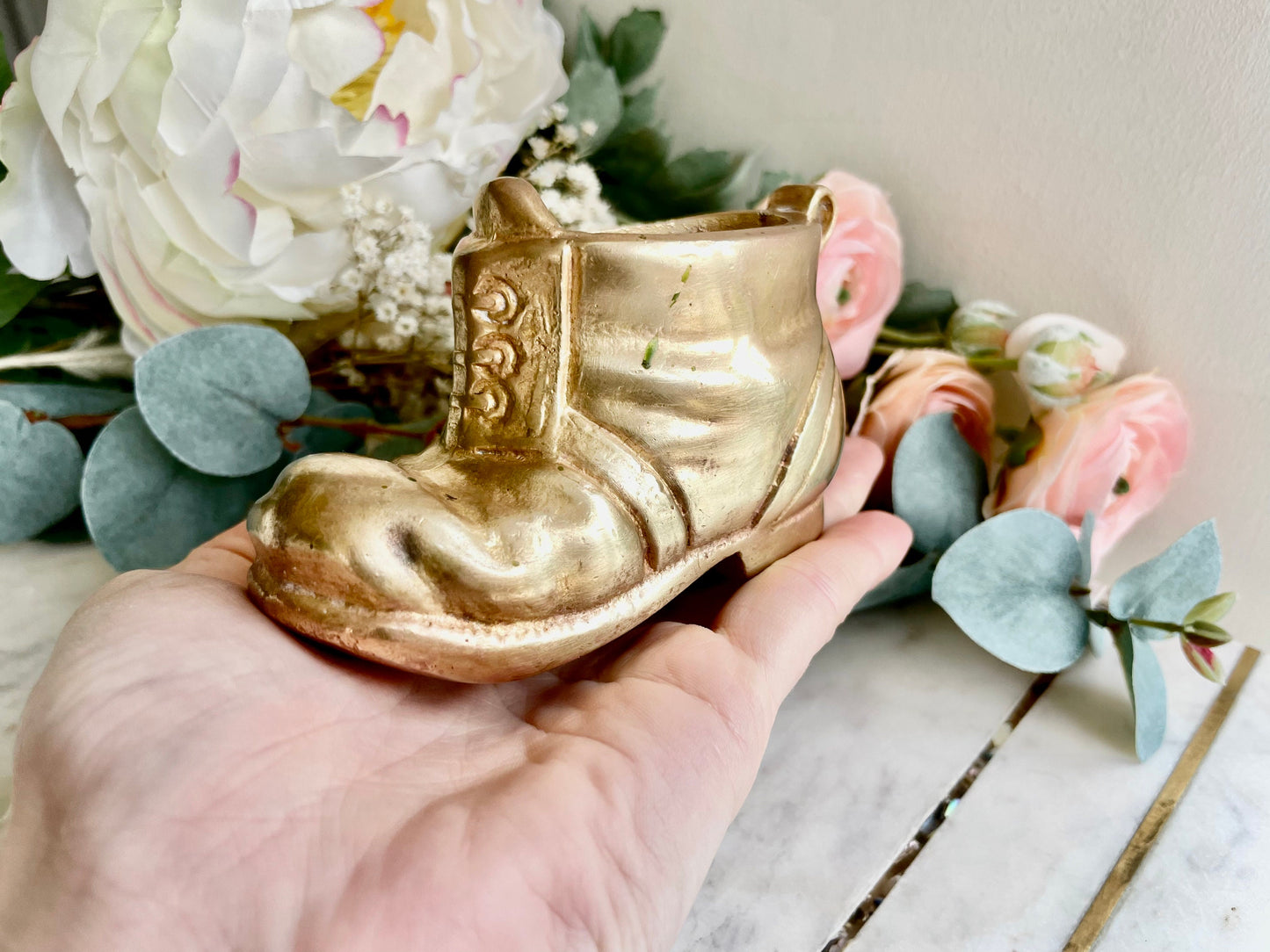 Vintage Chunky Solid brass boot, Nice collectable item, Very heavy Shoe, Boot sculpture