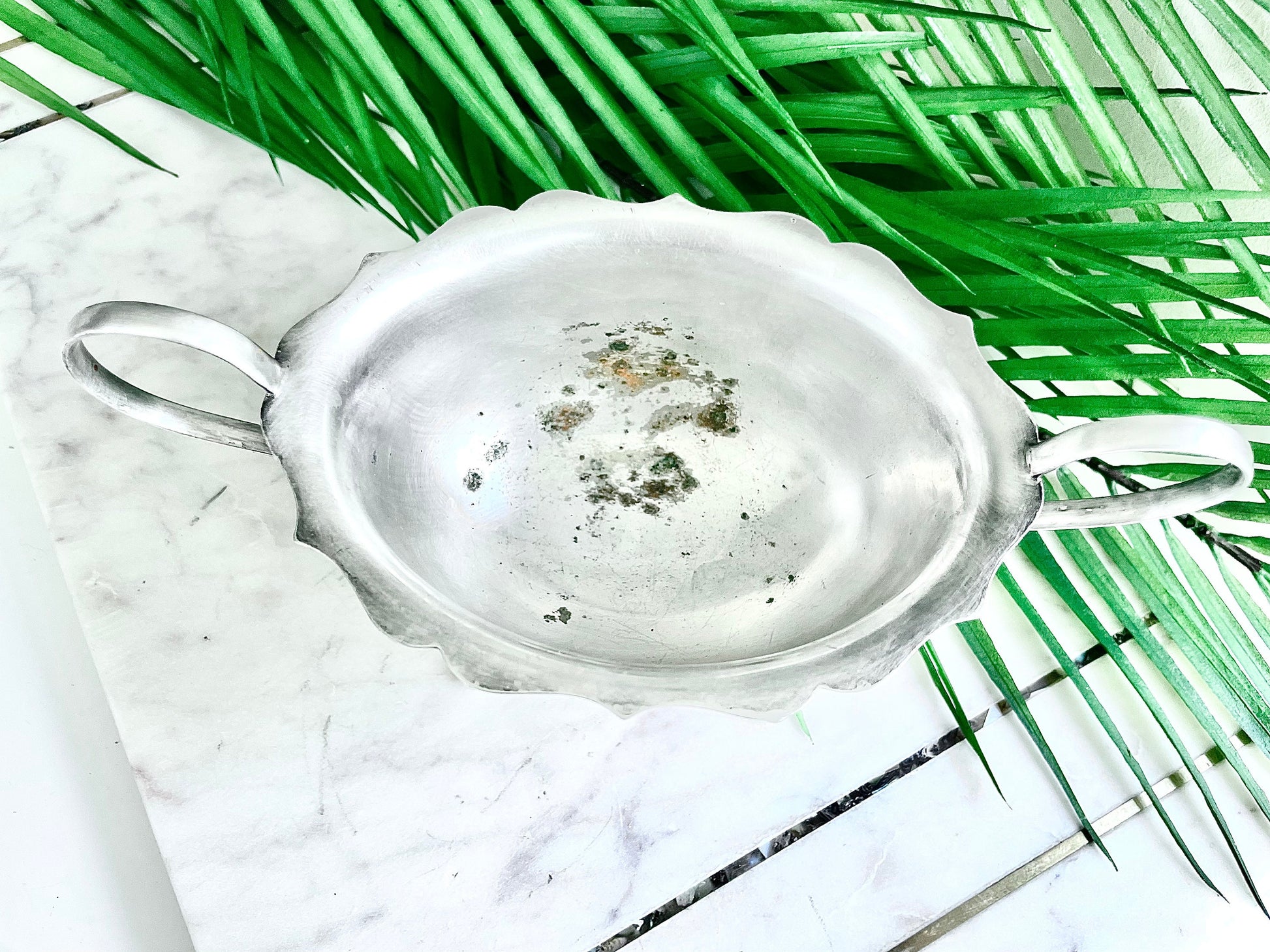 Vintage Silver Plated Footed Oval Bowl with Handles, Marked EPNS, Needs TLC