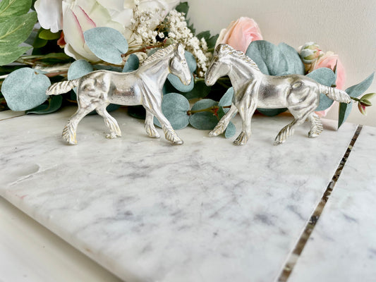 Vintage Silver Plated Horse Figurines Elegant Equine Ornaments