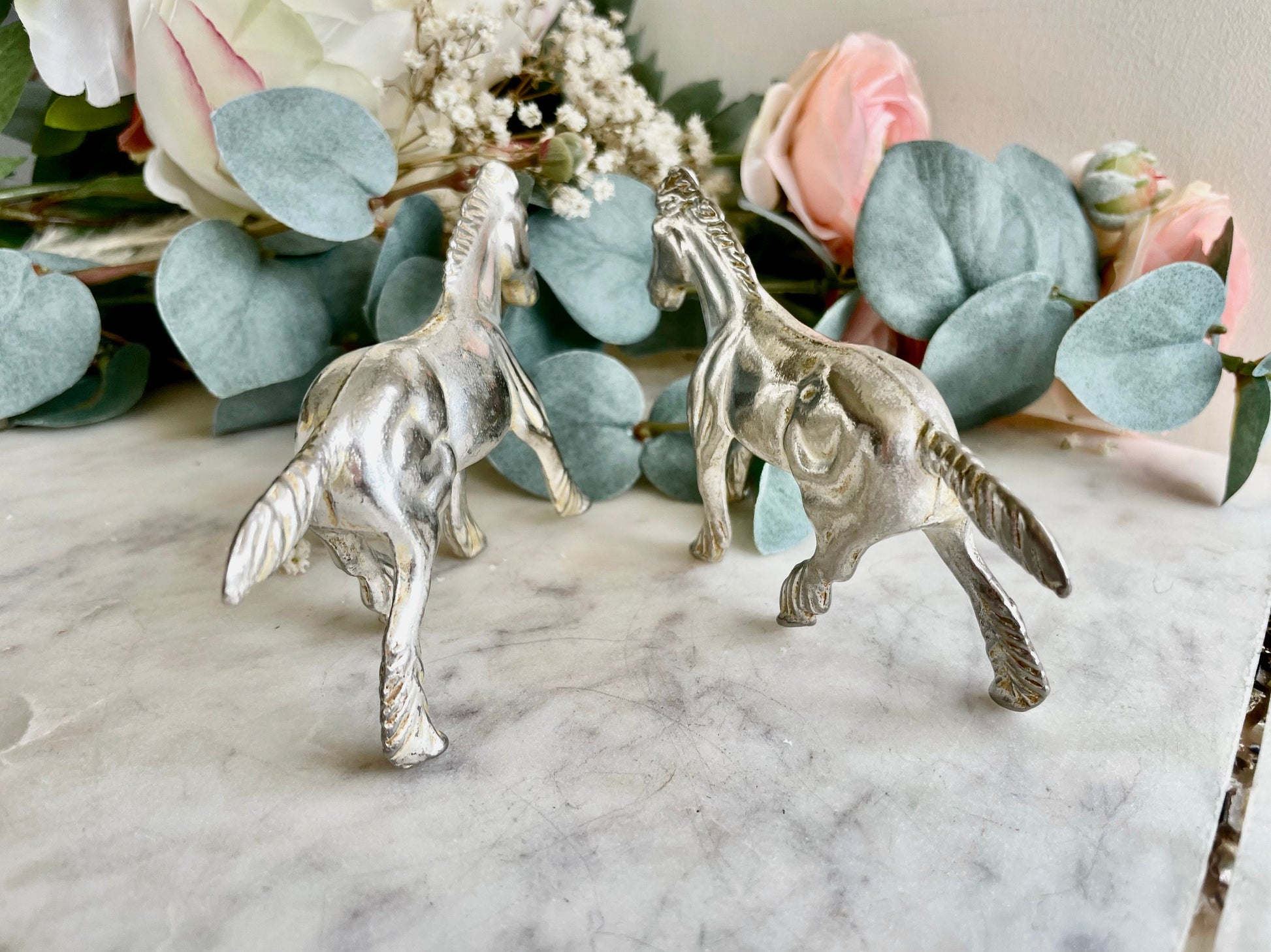 Vintage Silver Plated Horse Figurines Elegant Equine Ornaments