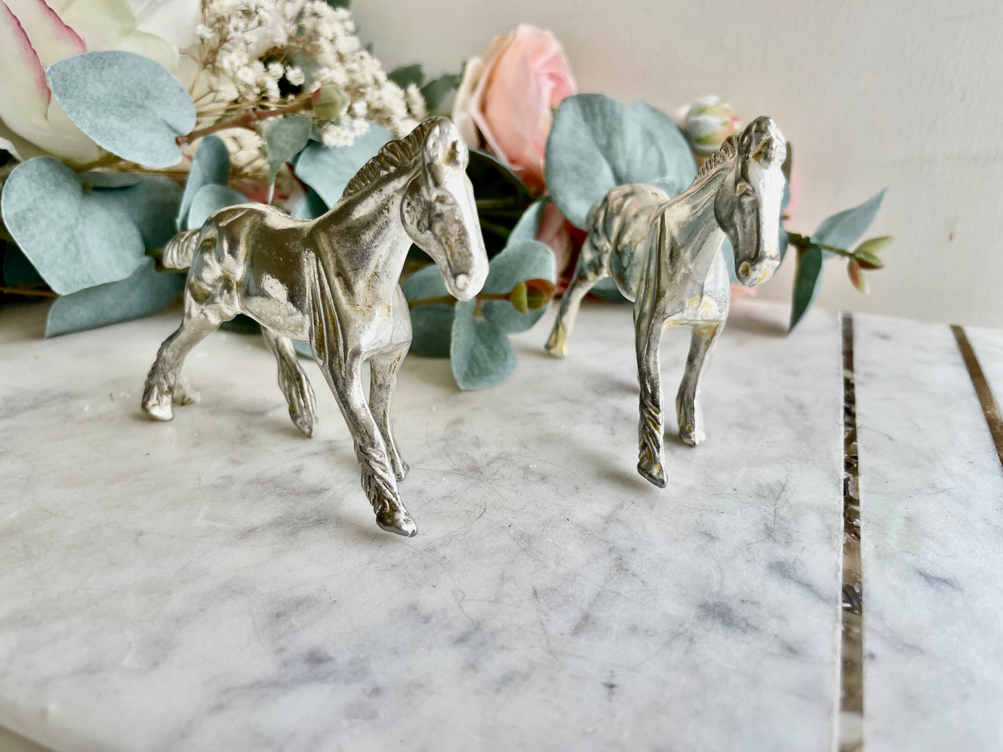 Vintage Silver Plated Horse Figurines Elegant Equine Ornaments