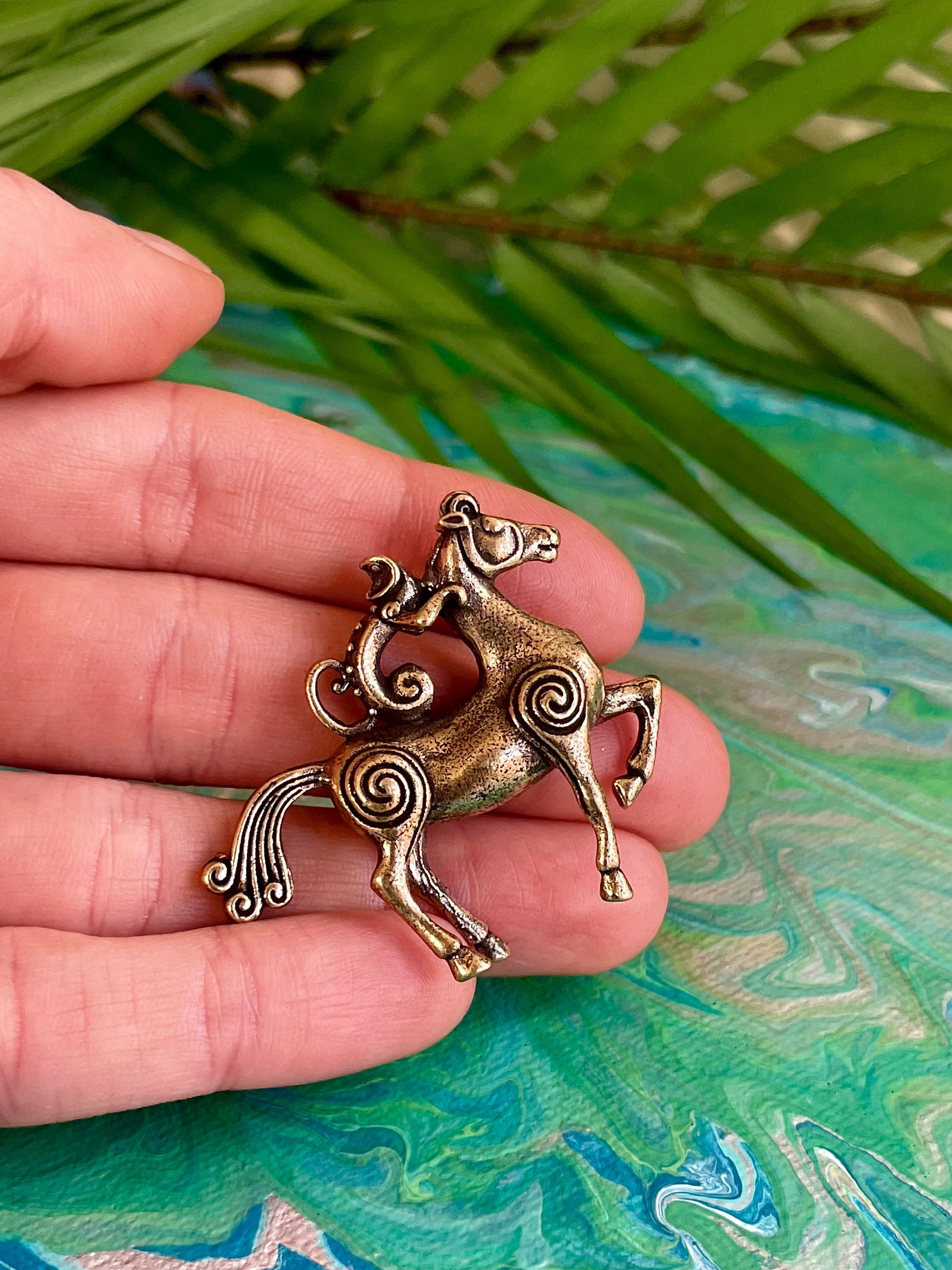 Special Solid Brass Monkey Riding a Horse Figurine, Beautiful keychain, Unique horse pendant