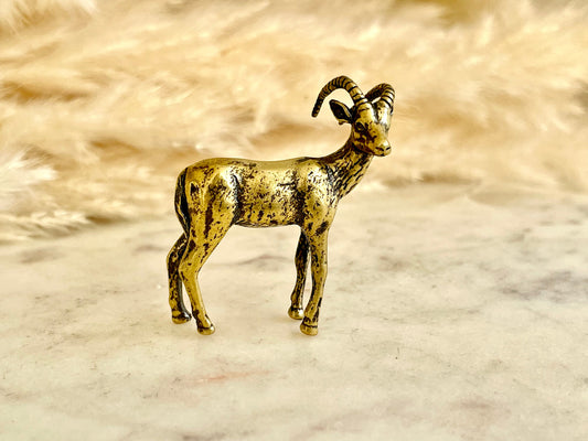 Solid brass Kenyan-inspired Rustic Antelope Figurine Collection: Kudzu Gazelle, Tiny Goat Wildlife Sculptures