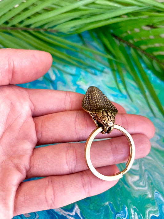 Solid brass Snake Cobra Belt Clip Buckle Hook Men's Brass Gold Metal Keychain Key Ring Chains Holder Keychains Accessories