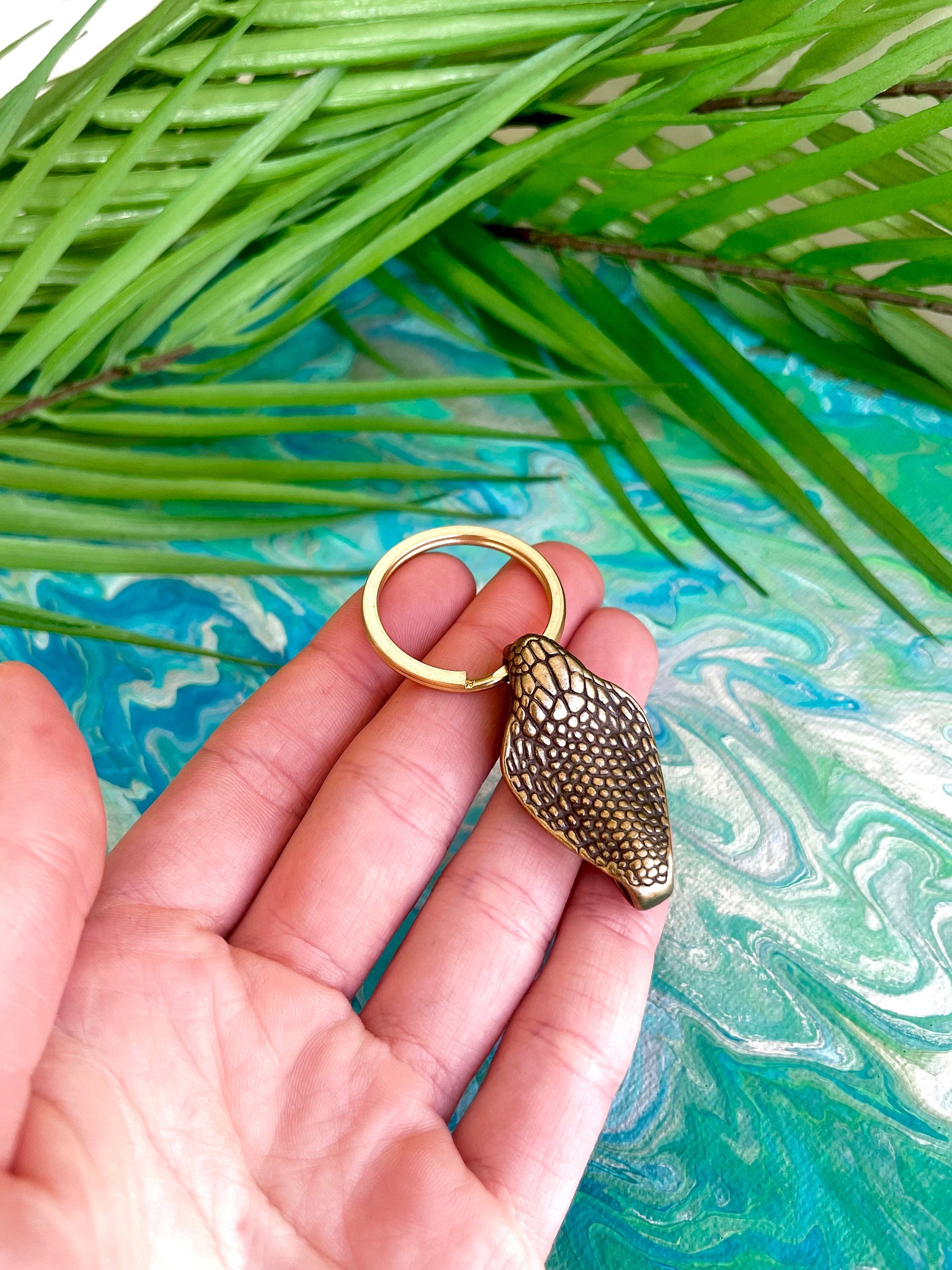 Solid brass Snake Cobra Belt Clip Buckle Hook Men's Brass Gold Metal Keychain Key Ring Chains Holder Keychains Accessories