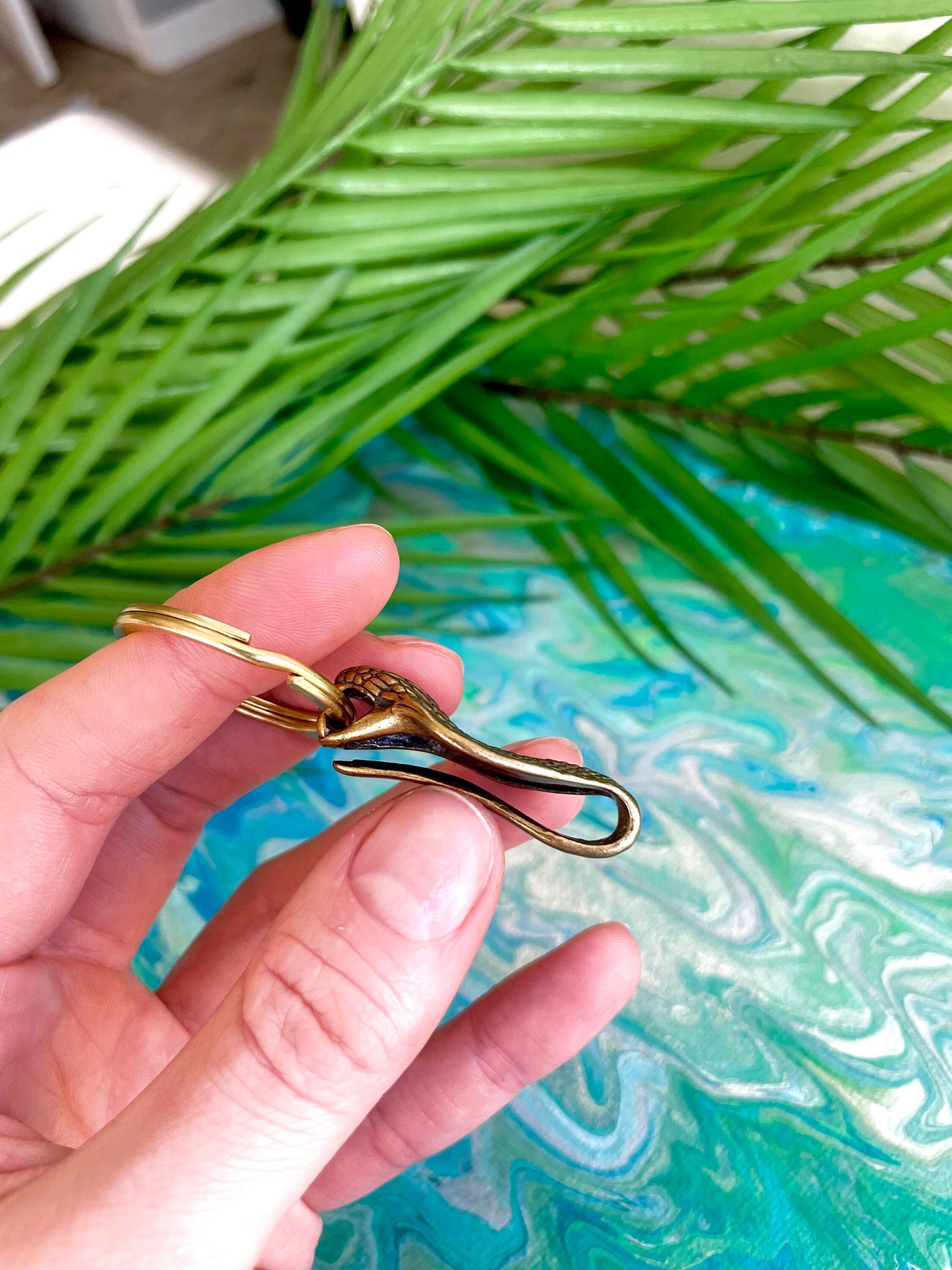 Solid brass Snake Cobra Belt Clip Buckle Hook Men's Brass Gold Metal Keychain Key Ring Chains Holder Keychains Accessories