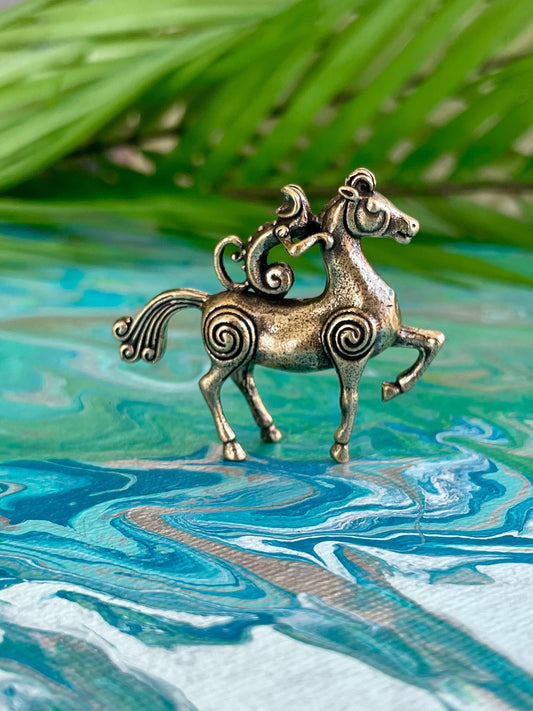 Special Solid Brass Monkey Riding a Horse Figurine, Beautiful keychain, Unique horse pendant