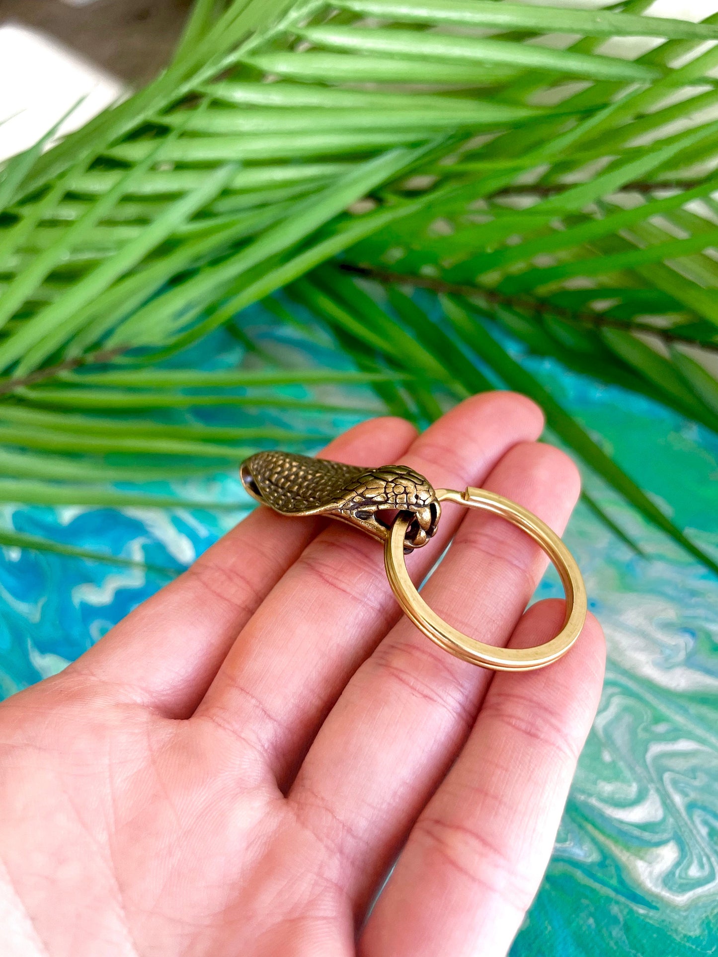 Solid brass Snake Cobra Belt Clip Buckle Hook Men's Brass Gold Metal Keychain Key Ring Chains Holder Keychains Accessories