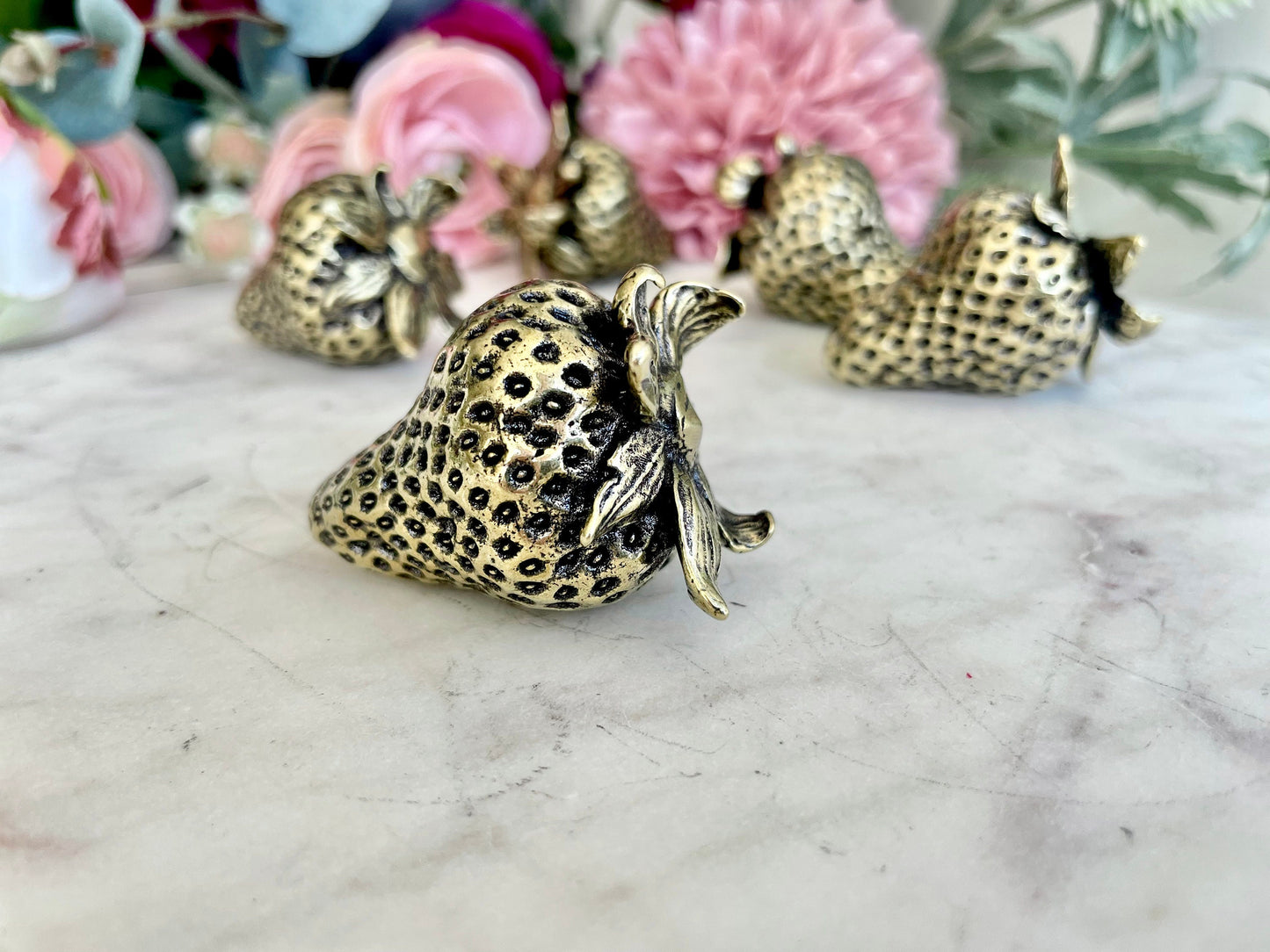 Sweet Harvest Brass Strawberry figurine, Style Solid Brass Strawberry Figurine Paperweight - a Unique and Thoughtful Gift Idea