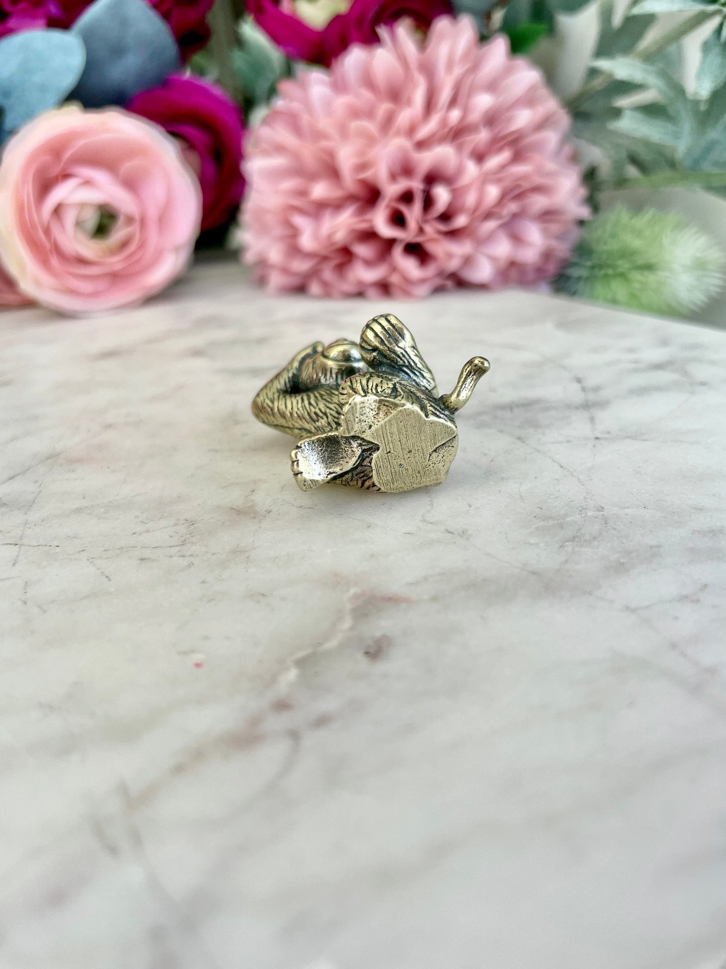 Cheeky Monkey with a peach, macaque figures, Metal Monkey Figurine, Tabletop decoration, monkey Cast Brass, Monkey Sitting Peach miniature