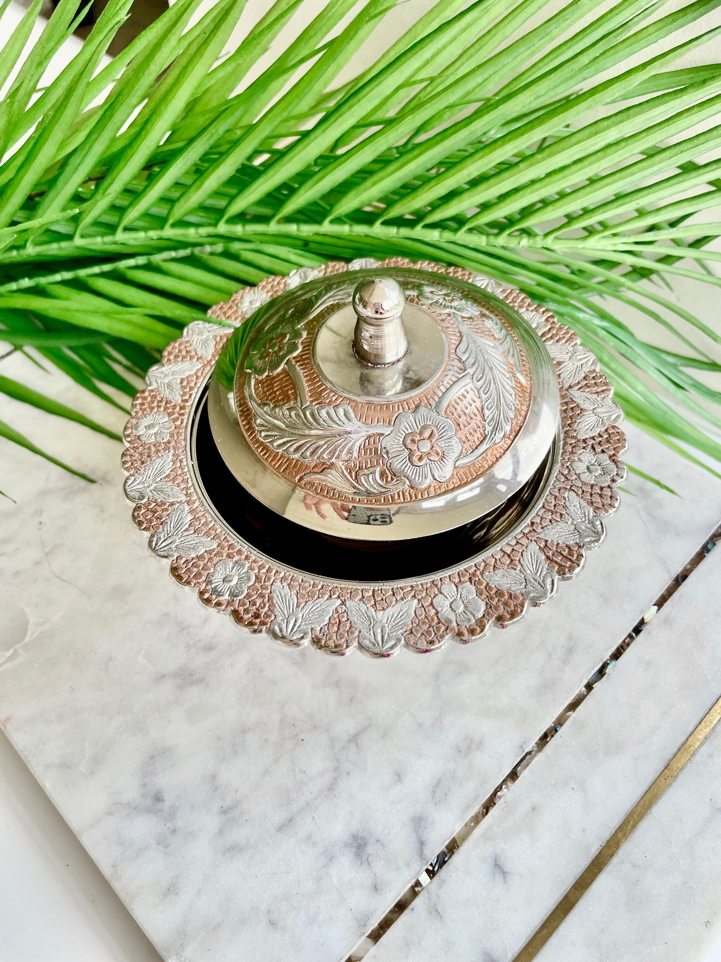 Vintage Decorative Sugar Bowl, Rustic Copper Candy Dish With Lid, Ottoman Turkish Delight, Chocolate Bowl, Retro Style Lidded Serving Bowl