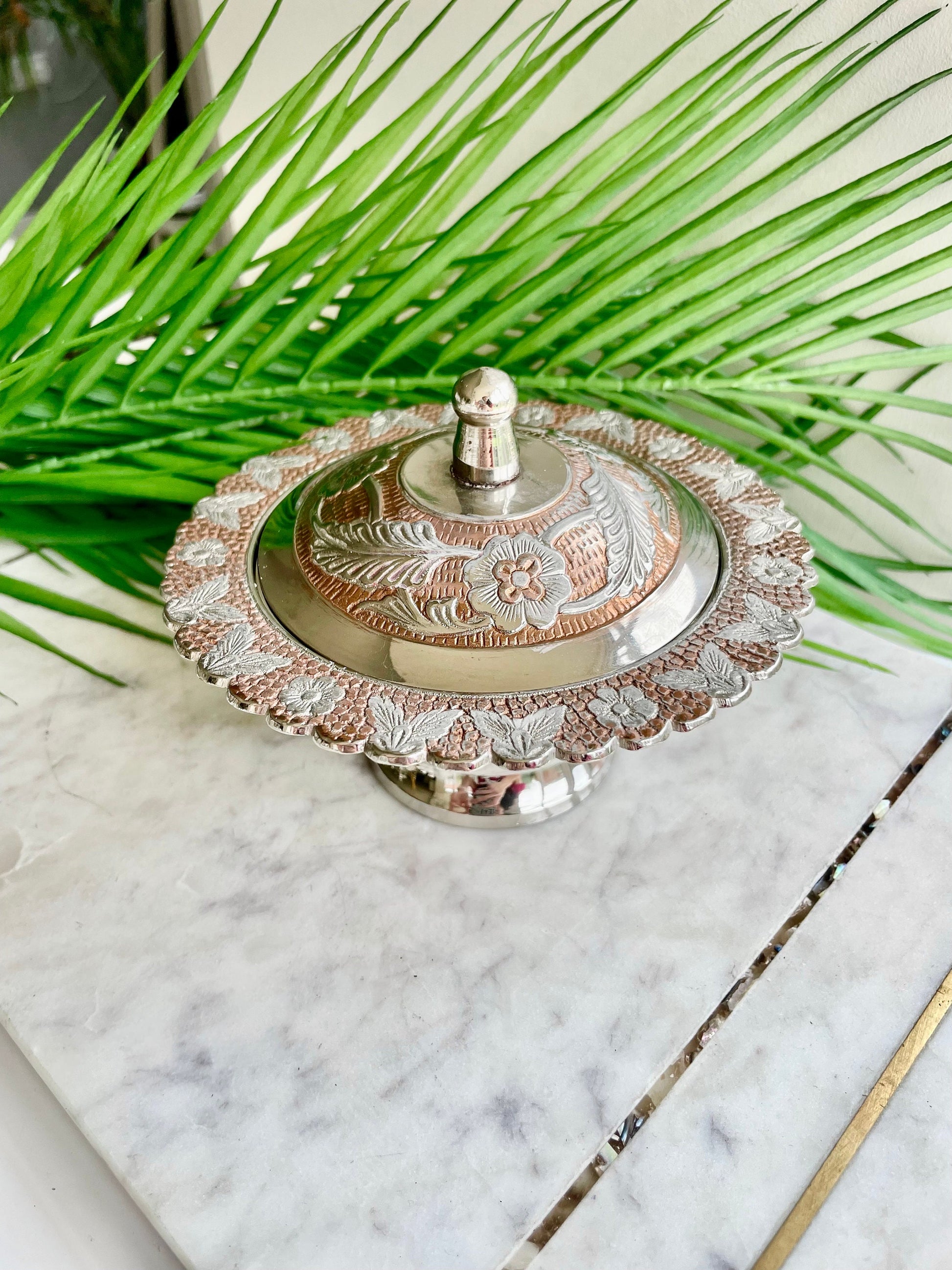 Vintage Decorative Sugar Bowl, Rustic Copper Candy Dish With Lid, Ottoman Turkish Delight, Chocolate Bowl, Retro Style Lidded Serving Bowl
