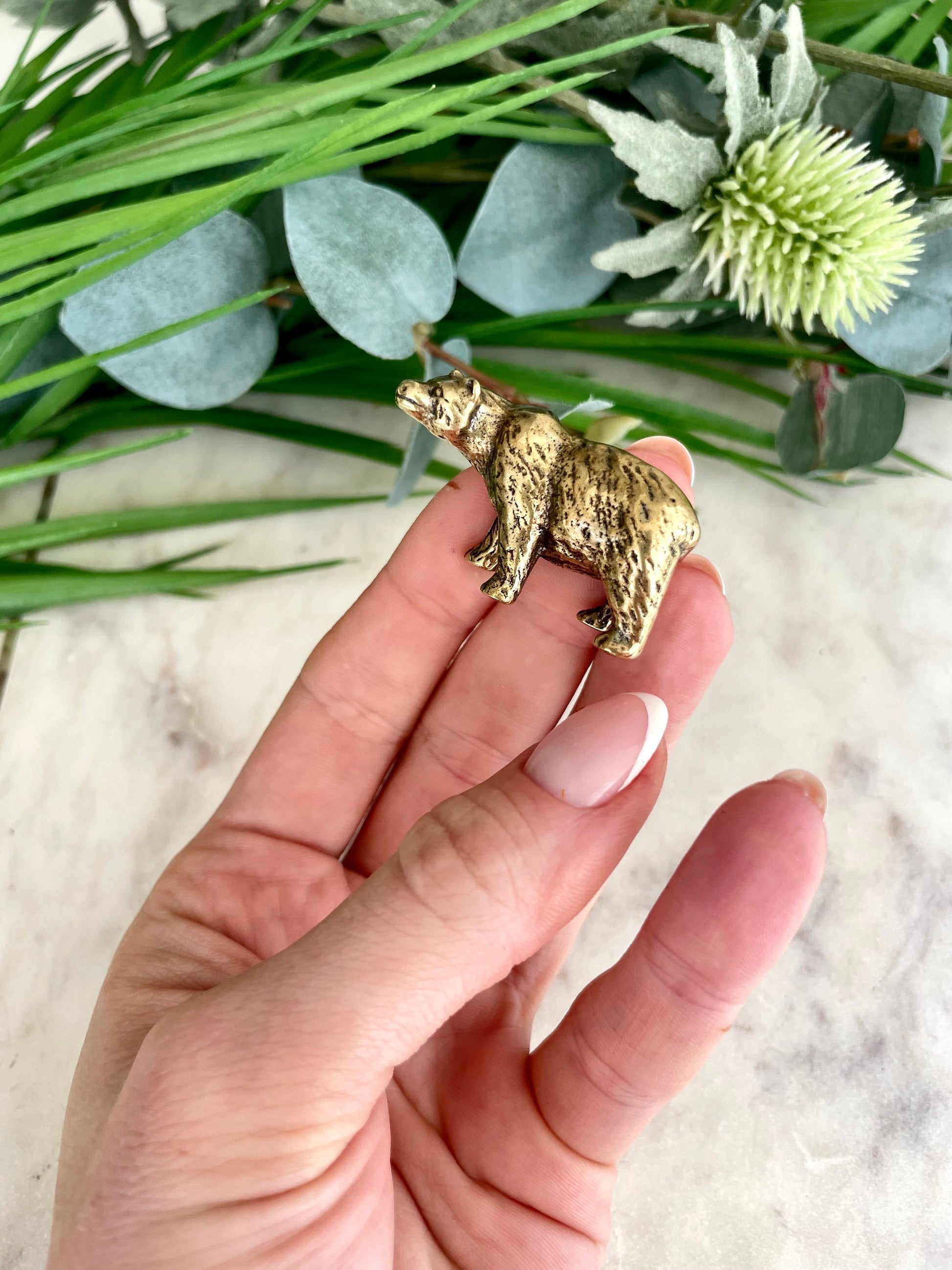 Fine workmanship brown bear ornament, Solid Brass Bear Miniature, Bear Figurine, Collectible Gift, UK Seller
