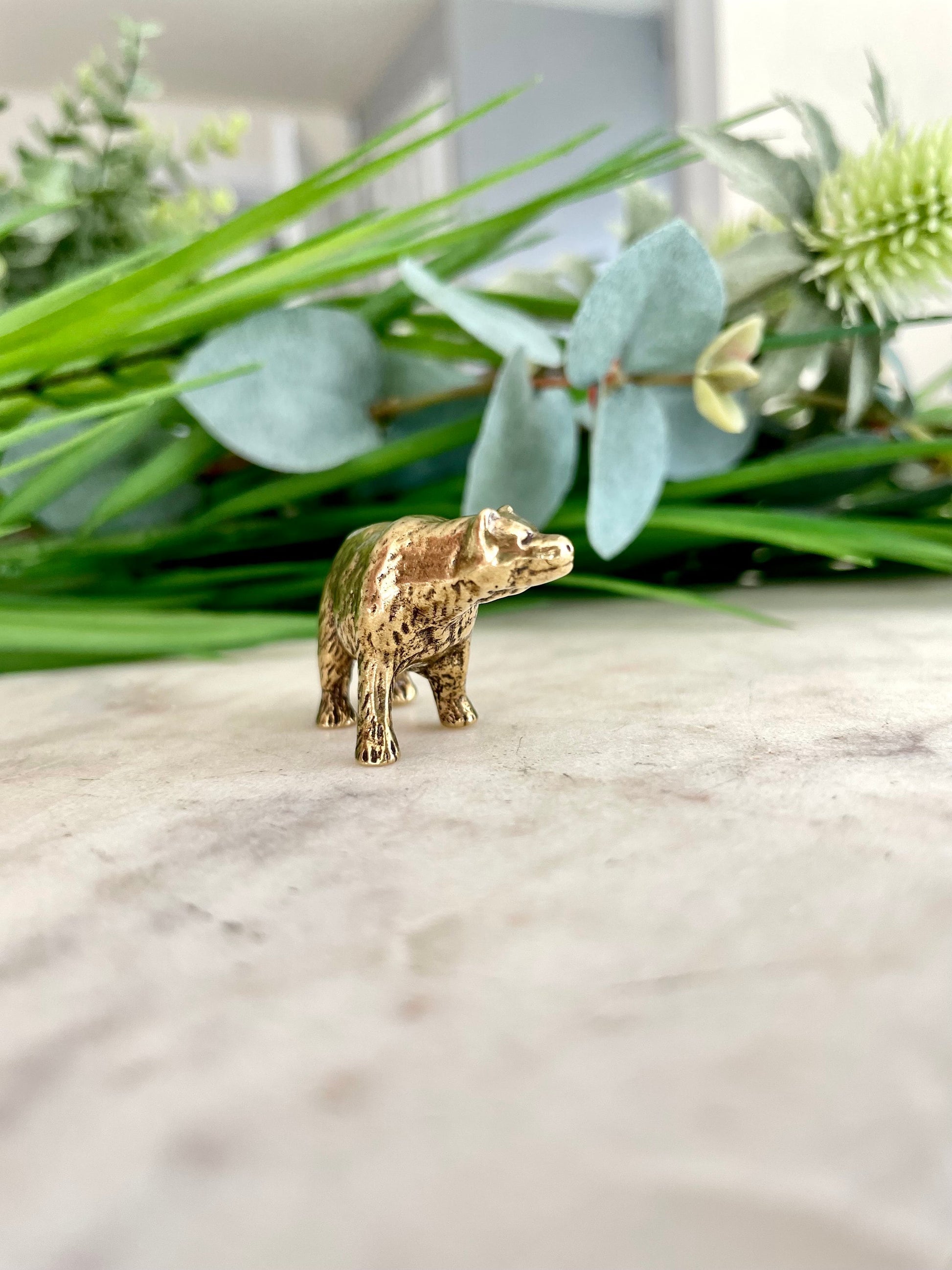 Fine workmanship brown bear ornament, Solid Brass Bear Miniature, Bear Figurine, Collectible Gift, UK Seller