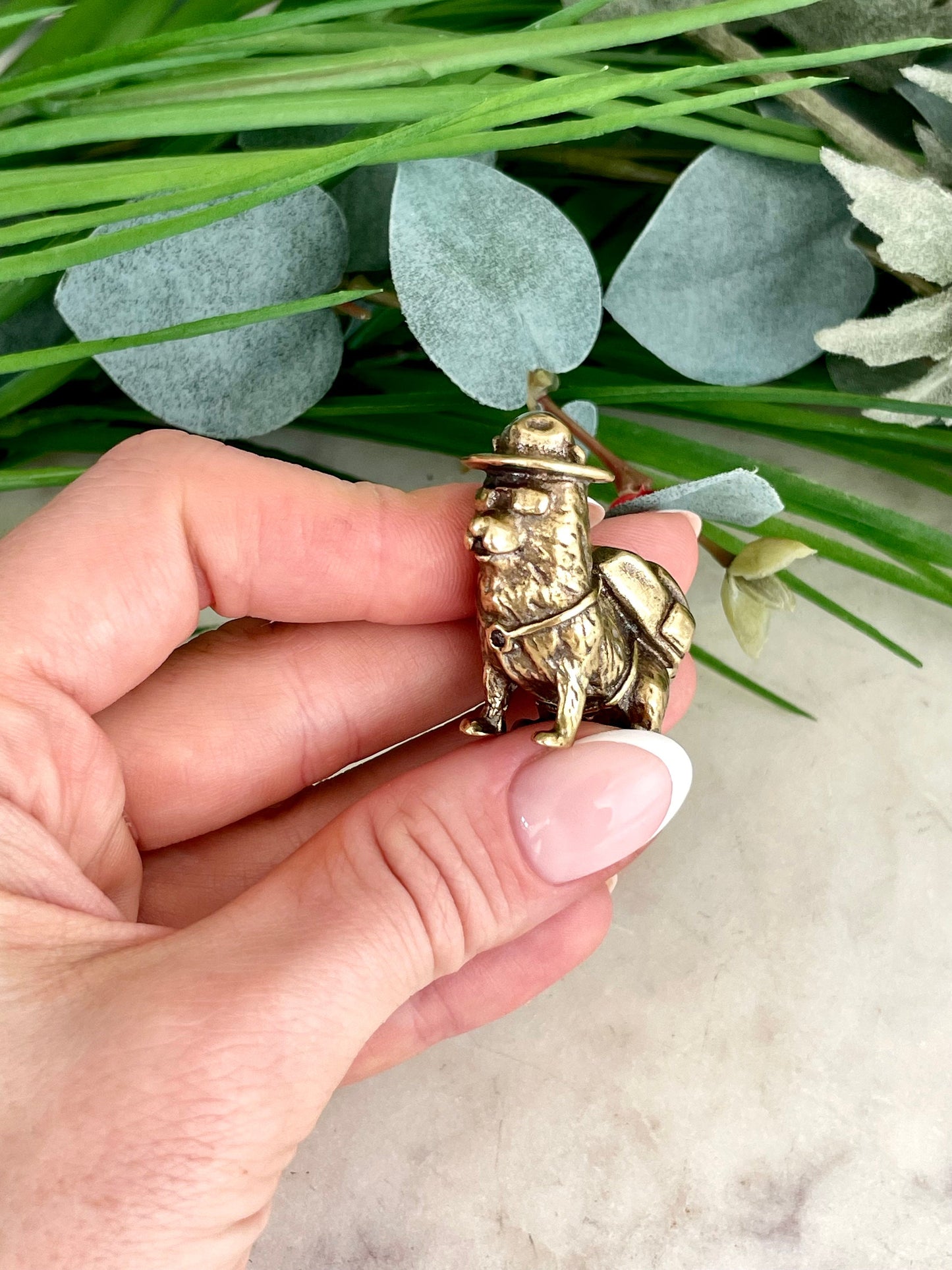 Solid brass Canine companion figurine, Adventurous Shiba Inu metal miniature, the best friend dog gift, Exploit friend desktop ornament