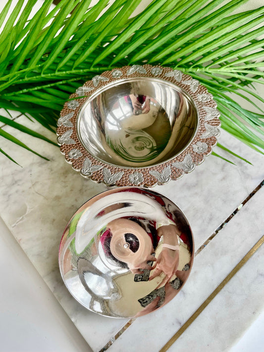 Vintage Decorative Sugar Bowl, Rustic Copper Candy Dish With Lid, Ottoman Turkish Delight, Chocolate Bowl, Retro Style Lidded Serving Bowl