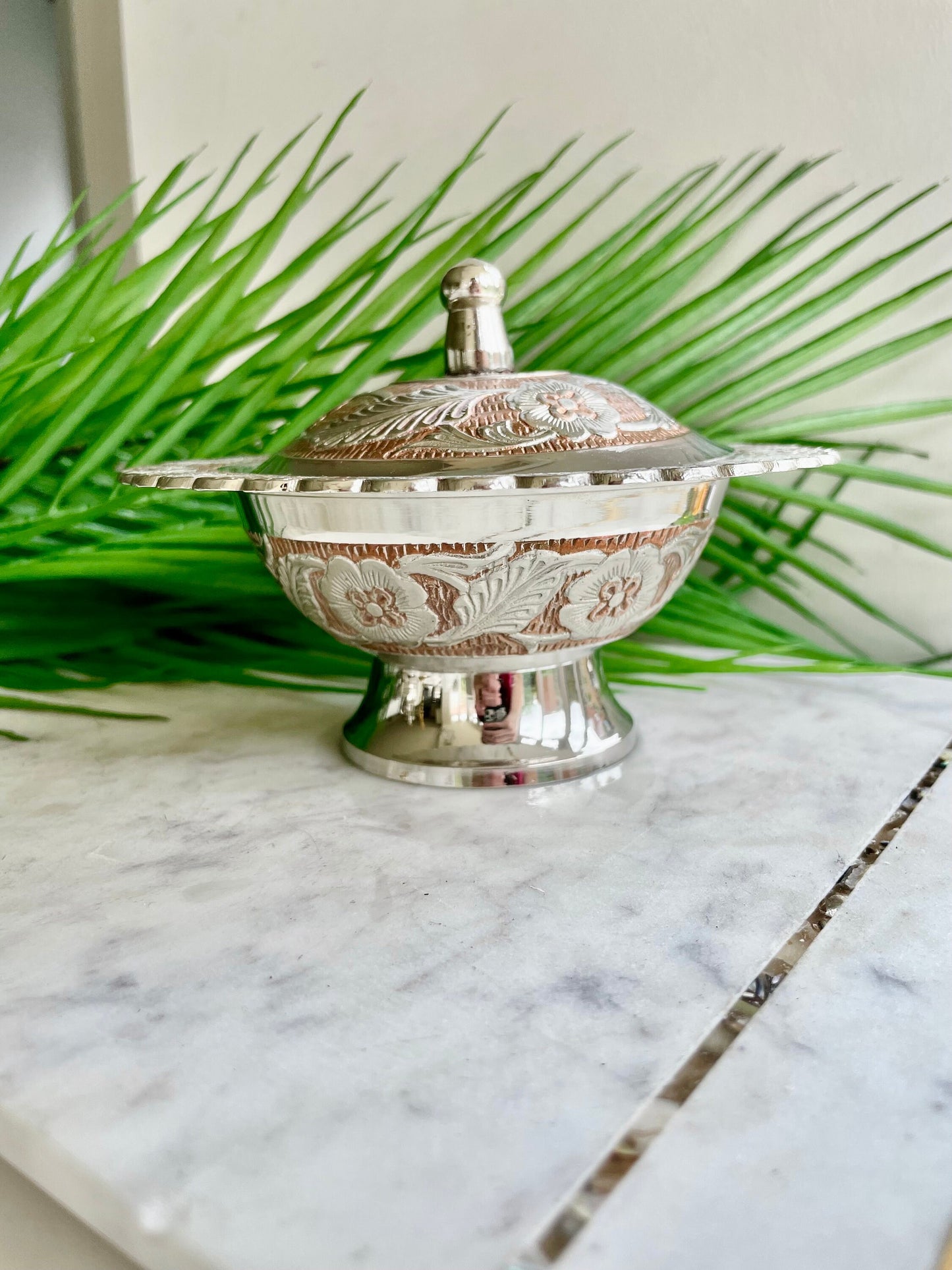 Vintage Decorative Sugar Bowl, Rustic Copper Candy Dish With Lid, Ottoman Turkish Delight, Chocolate Bowl, Retro Style Lidded Serving Bowl