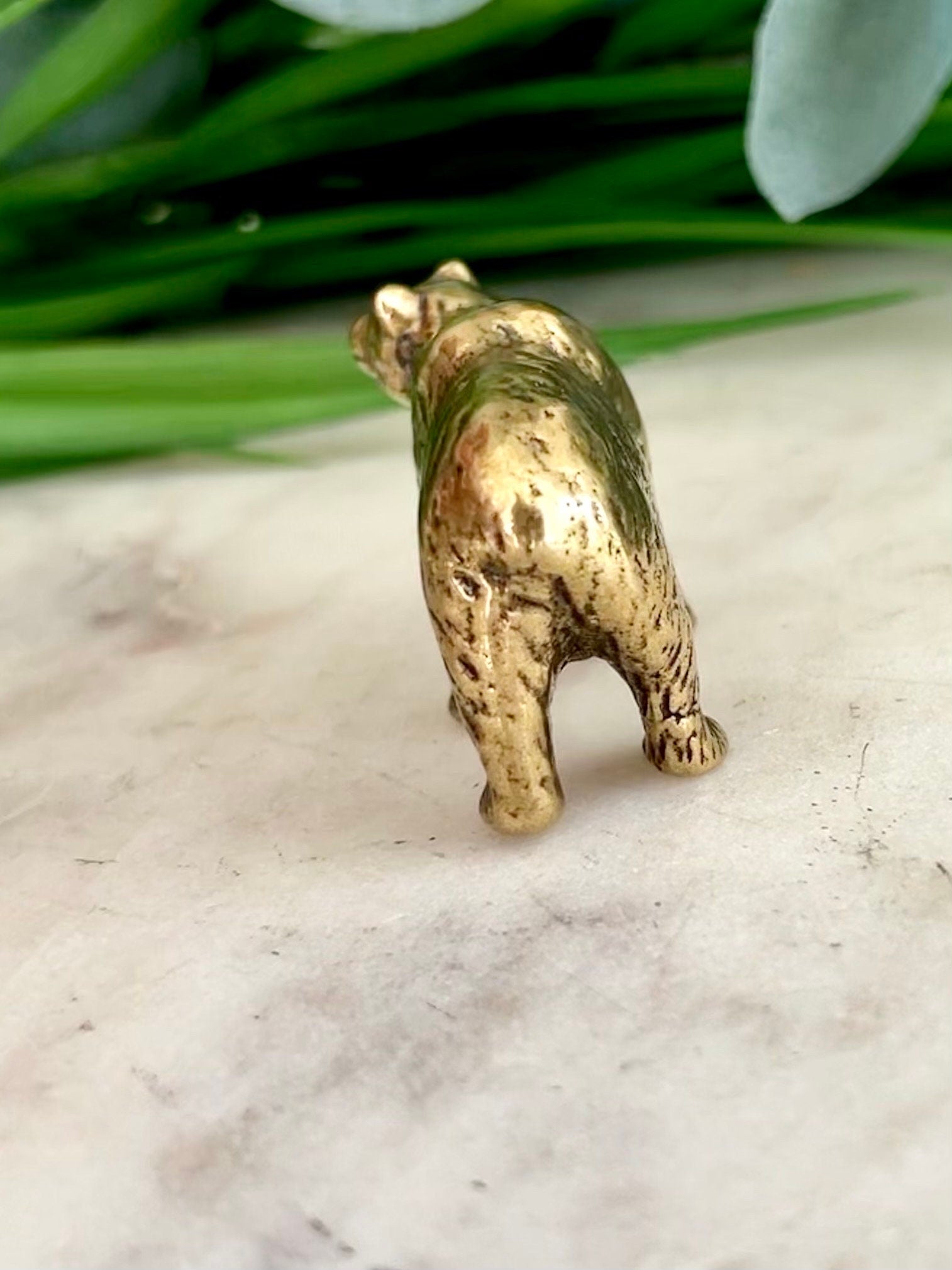 Fine workmanship brown bear ornament, Solid Brass Bear Miniature, Bear Figurine, Collectible Gift, UK Seller
