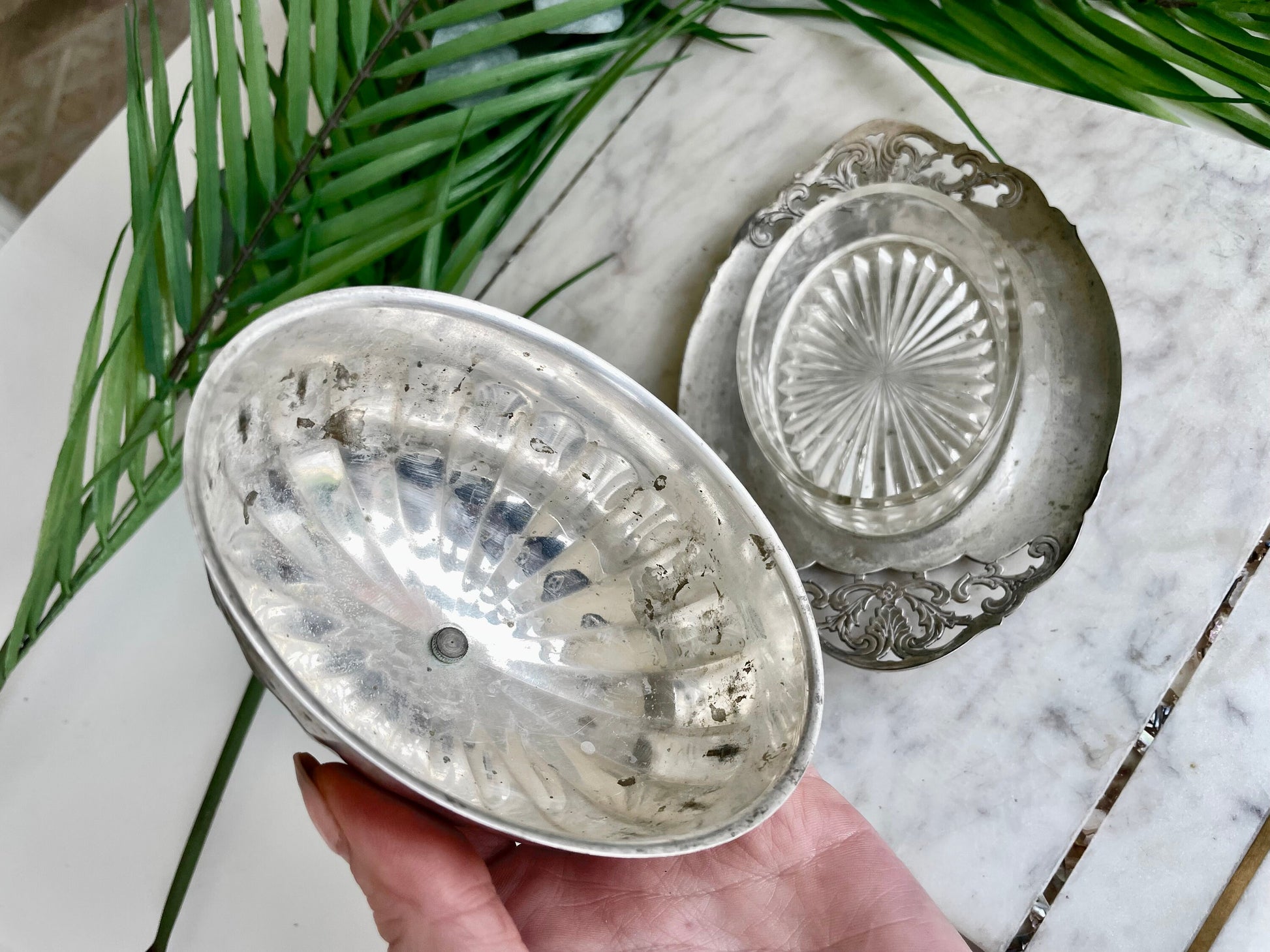 Antique Butter dish Silver Plated Domed with Glass Liner by Regency Plate EPNS A1