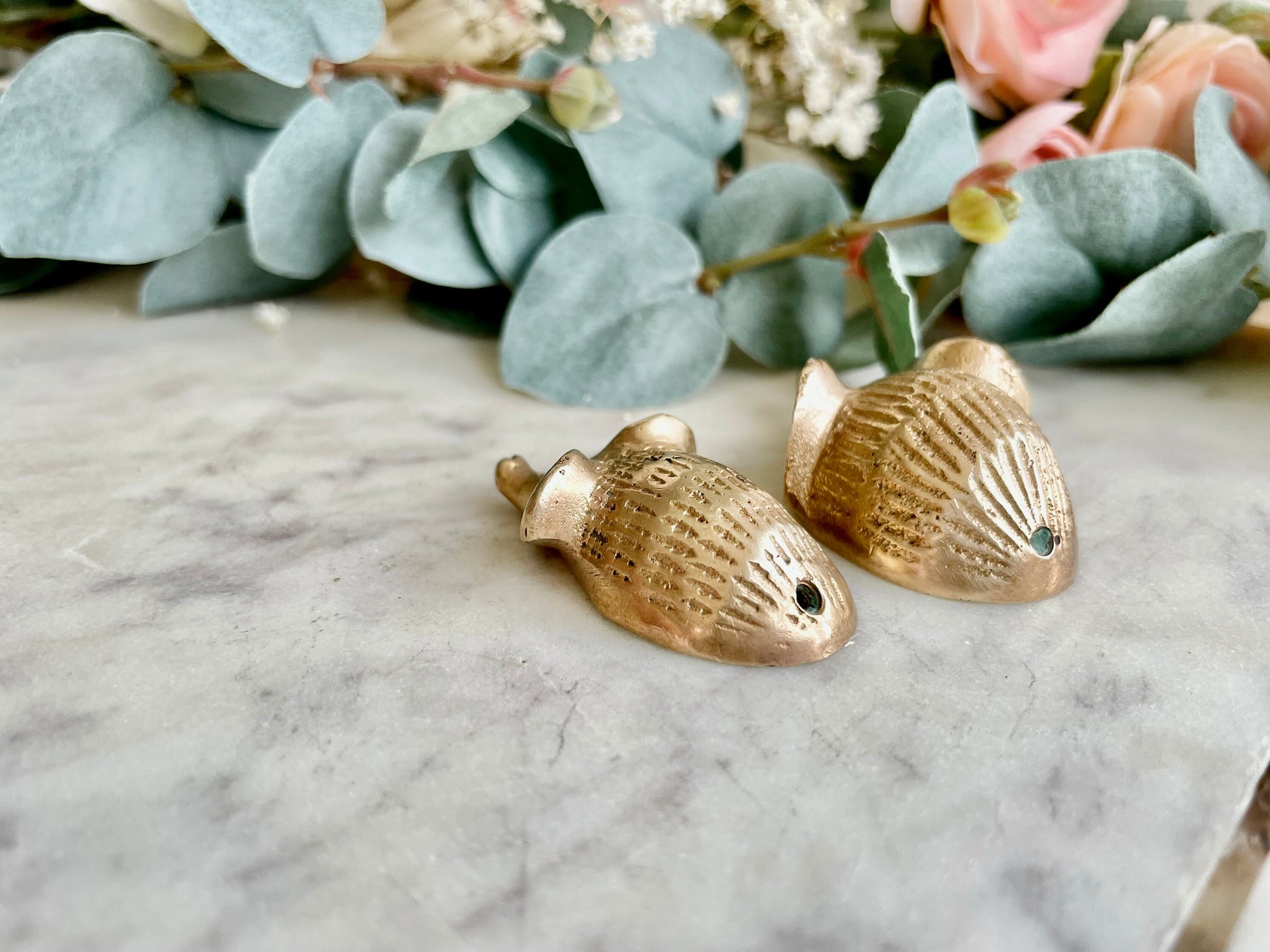 Vintage Solid Brass Mouse Family Miniatures