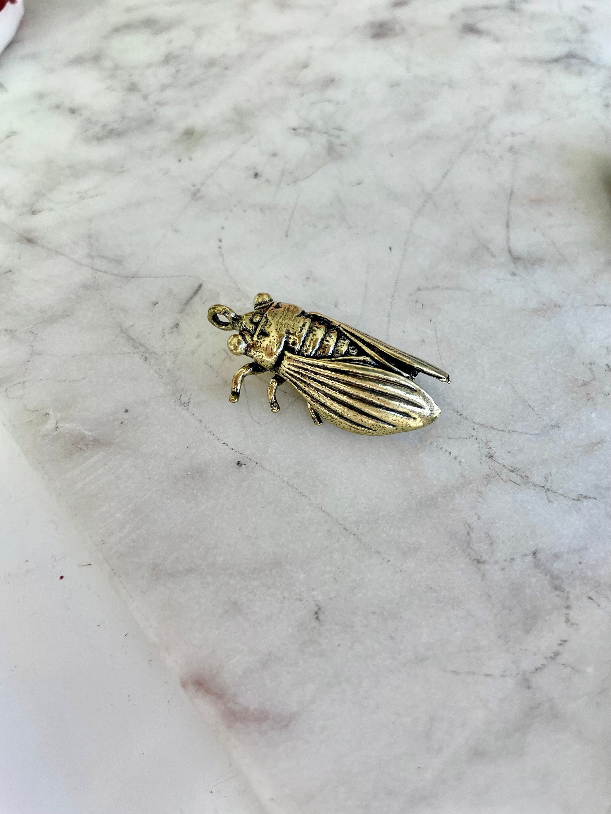 Cicada Pendant Charms, Fly Brass Necklace, realistic insects keyring